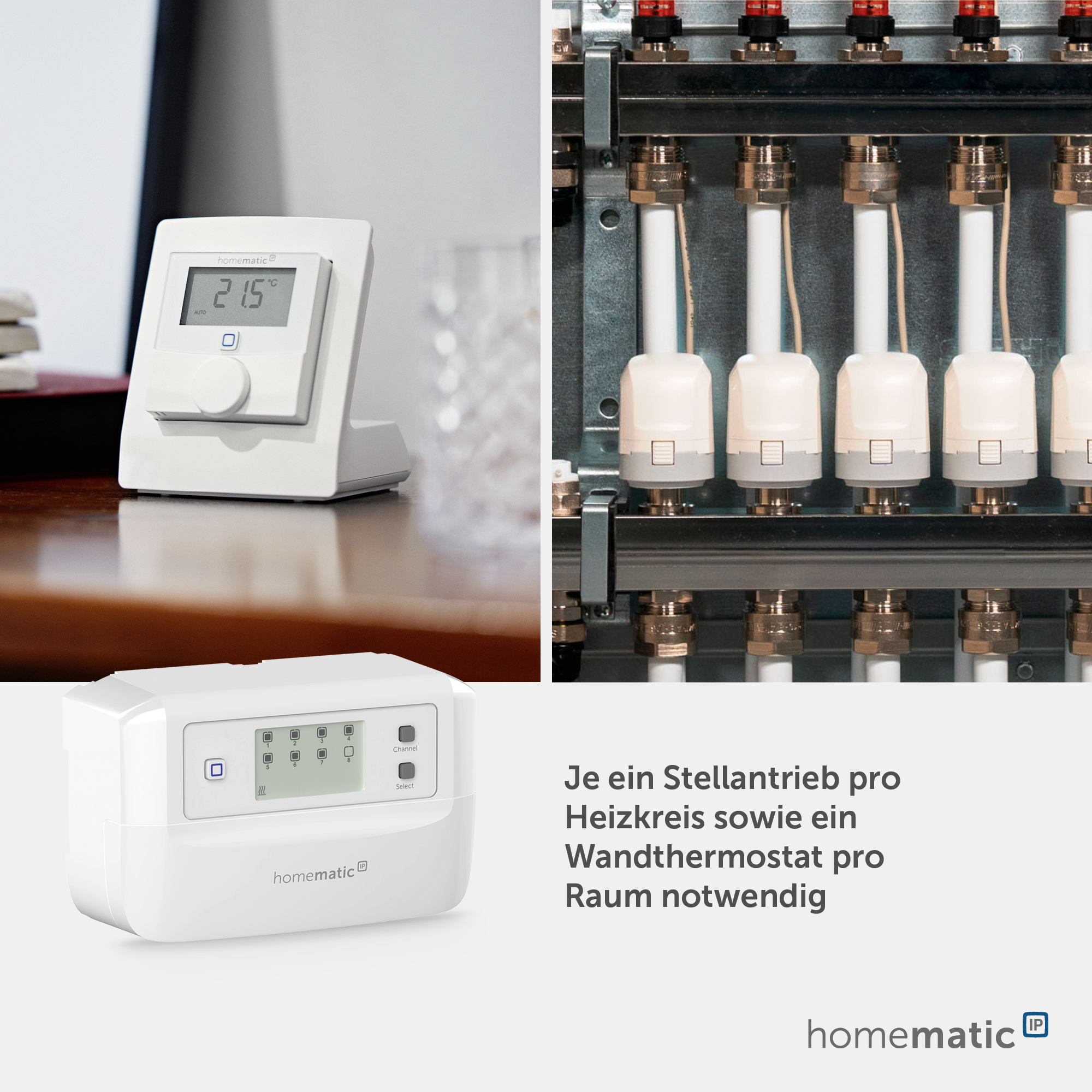 HOMEMATIC IP 161656A0, Fußboden-Heizungscontroller, 8 Kanäle, motorisch