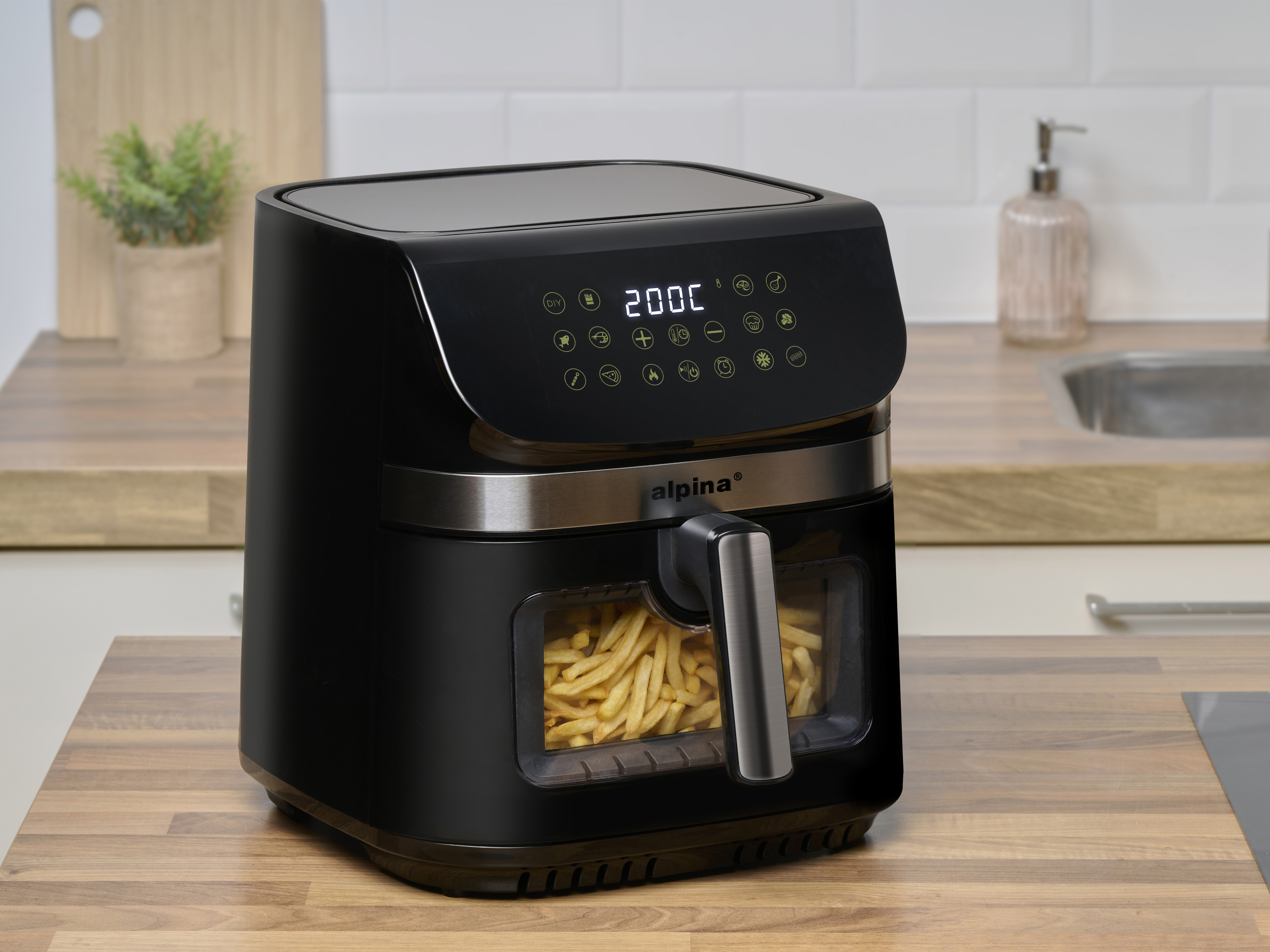 ALPINA Heißluftfritteuse XXL, 9L, 1800W, Timer, 80...200°C, Digitalanzeige