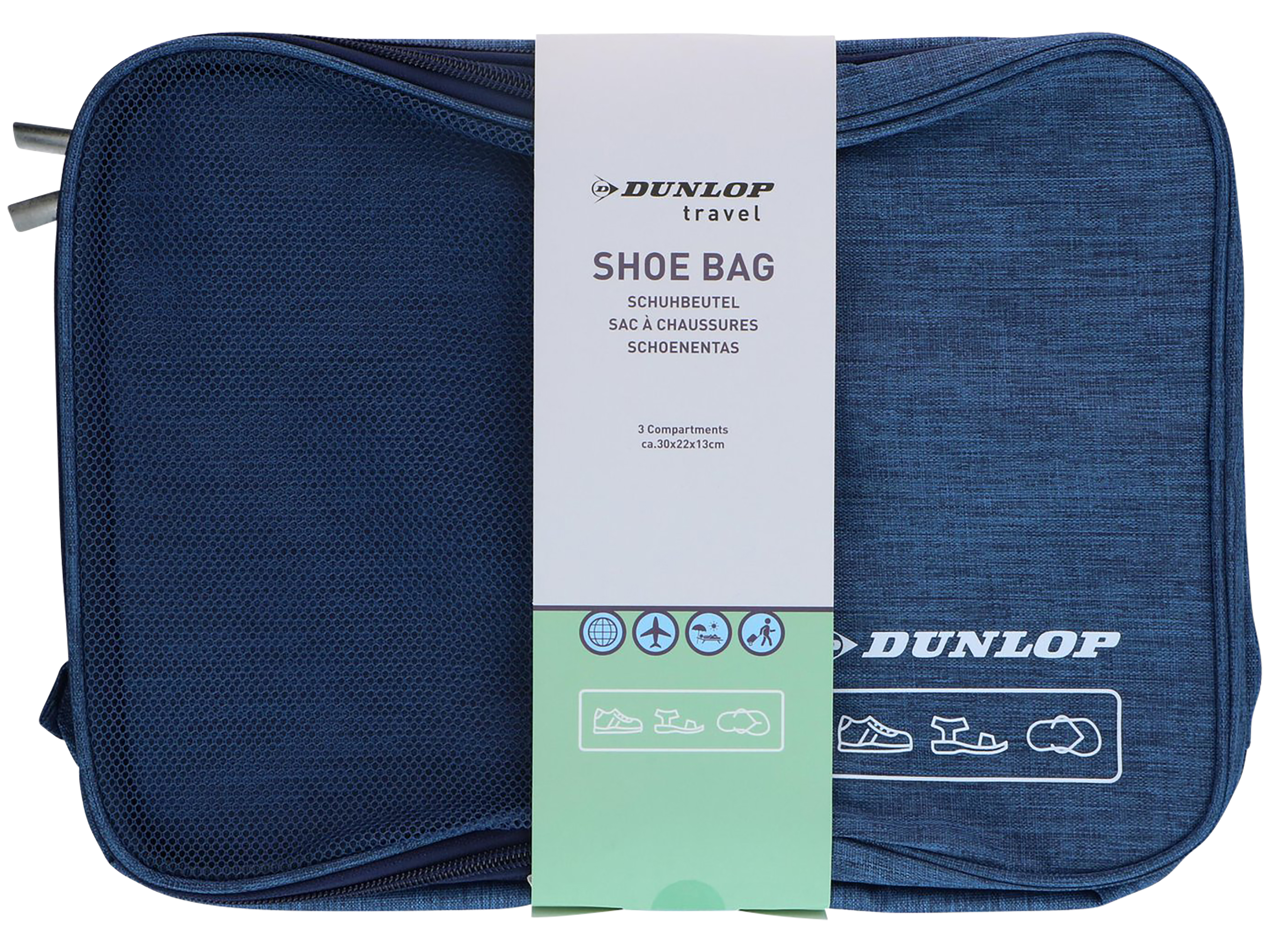 DUNLOP Schuhtasche, 30x22x13 cm, Schwarz, Grau, Blau DUNLOP Schuhtasche, 30x22x13 cm, Schwarz, Grau, Blau