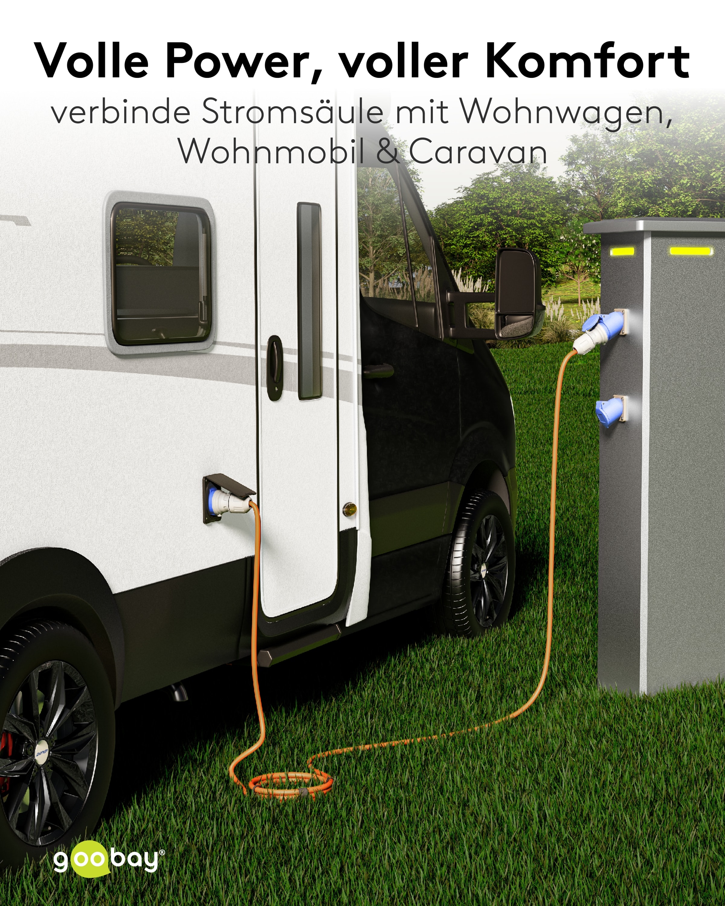 GOOBAY CEE-Verlängerung 76228, 5 m, 2,5mm², 16A/230V, orange