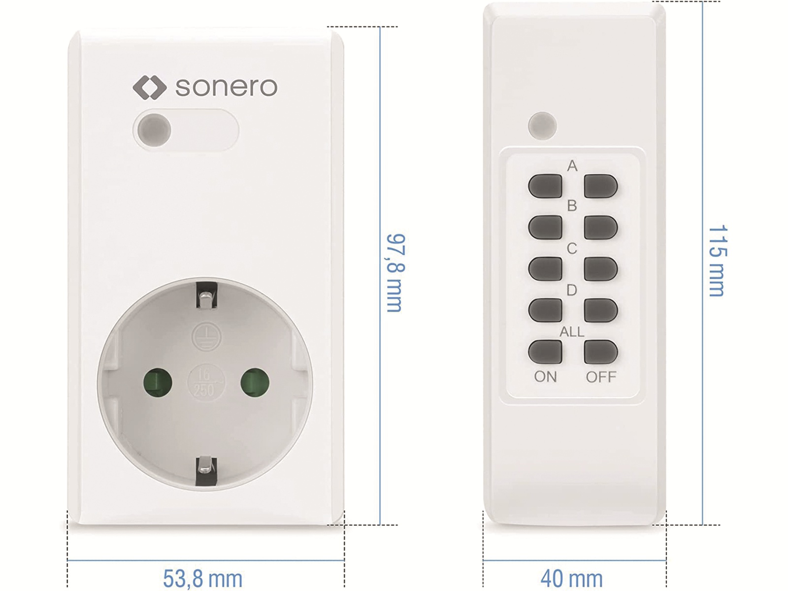 SONERO Funksteckdosen-Set S-RCS201, Indoor