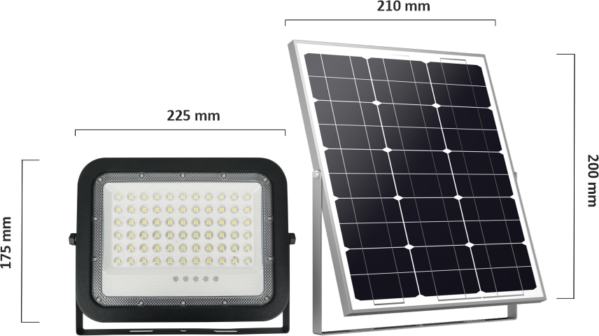 ENOVALITE Solar LED-Fluter, mit Akku, 100 W, 1400 lm, 6500 K, IP65