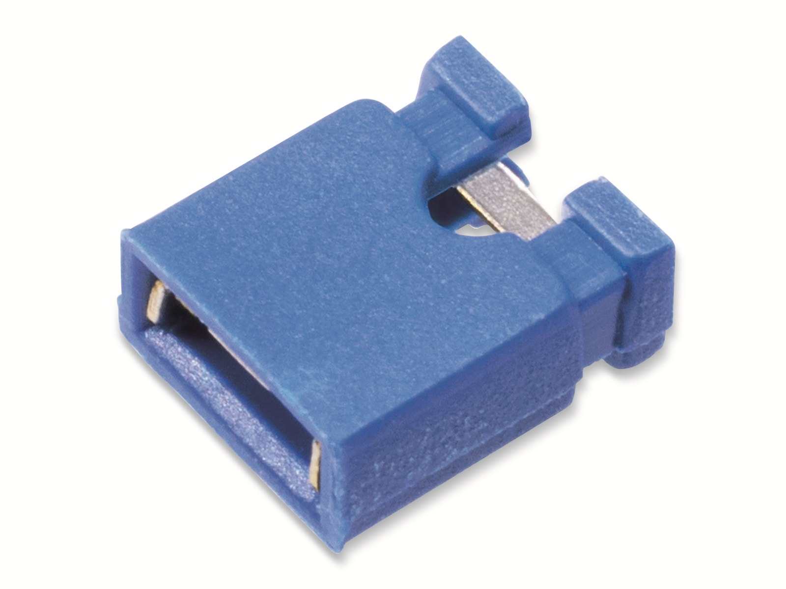 Kurzschlussbrücke / Jumper, blau, 2,54 mm, oben offen, 2 Pol Kurzschlussbrücke / Jumper, blau, 2,54 mm, oben offen, 2 Pol