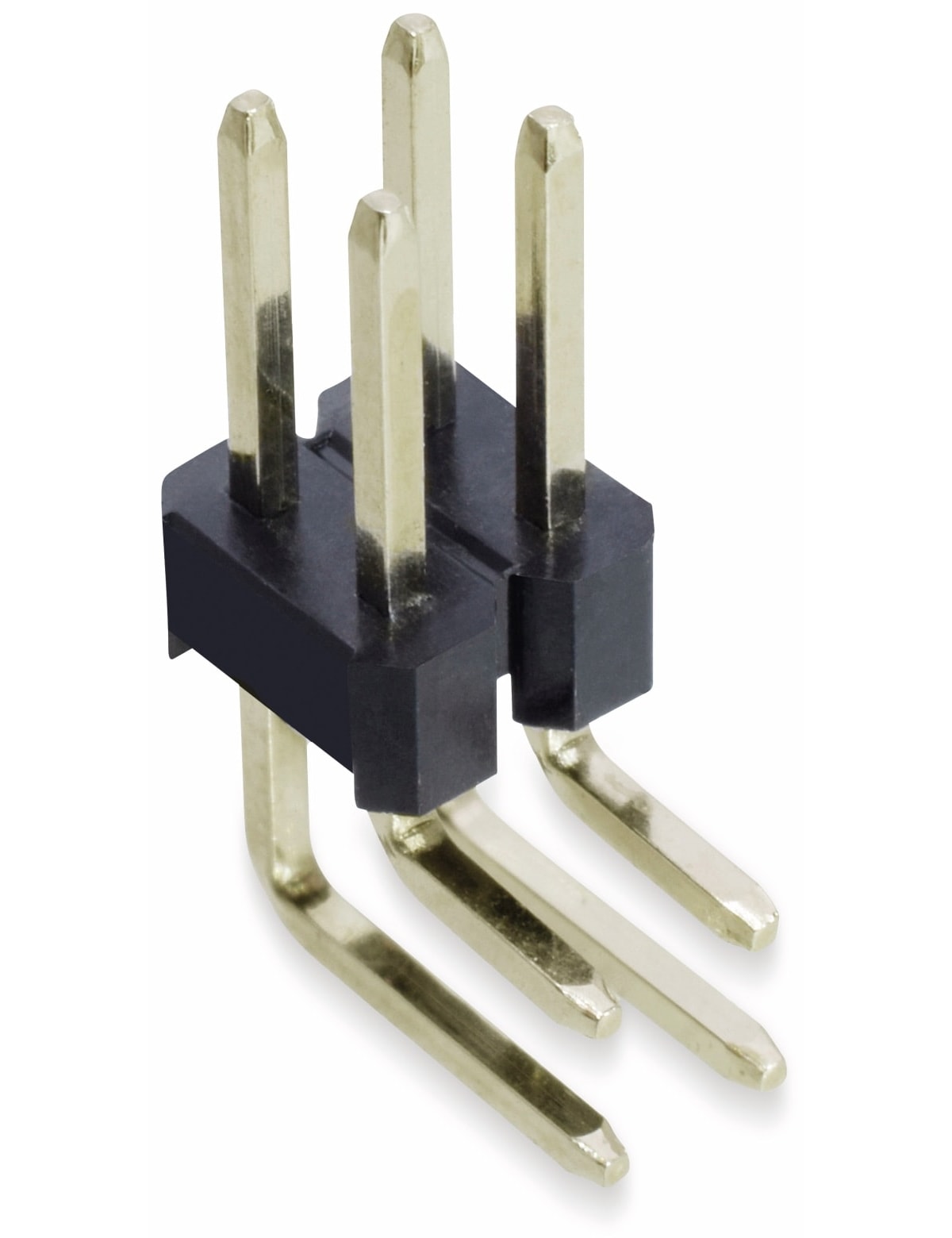 Stiftleiste, 2 x 2, 2,54 mm, gewinkelt, 0,8µ Au (Gold), 5 Stück Stiftleiste, 2 x 2, 2,54 mm, gewinkelt, 0,8µ Au (Gold), 5 Stück