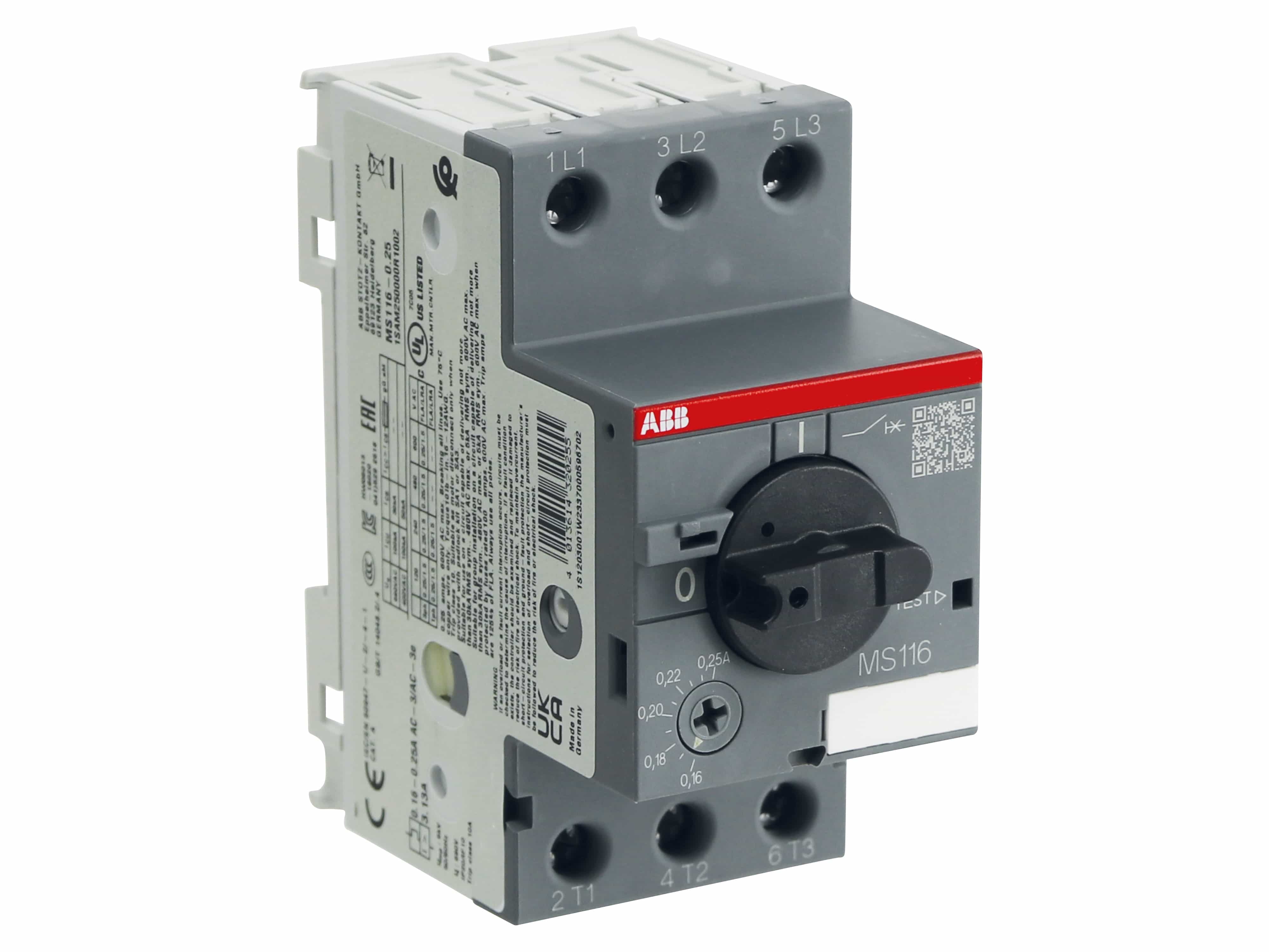 ABB Motorschutzschalter MS116-0.25, Auslöseklasse 10 A, 0.16...0.25 A ABB Motorschutzschalter MS116-0.25, Auslöseklasse 10 A, 0.16...0.25 A