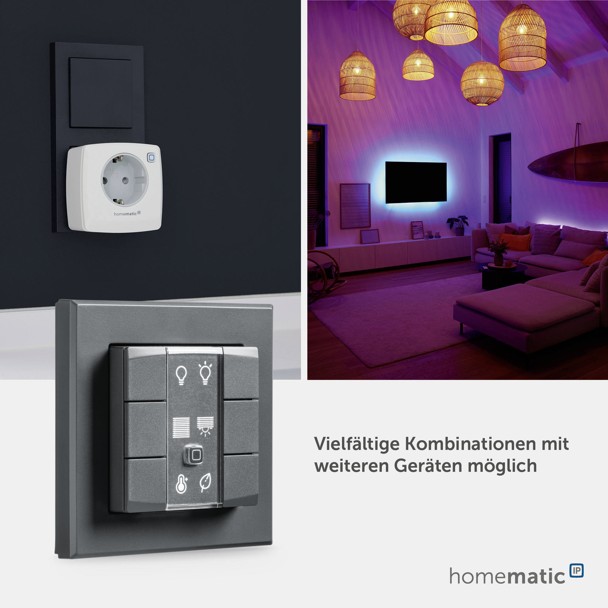 HOMEMATIC IP 159828A0, Wandtaster 6-fach, anthrazit
