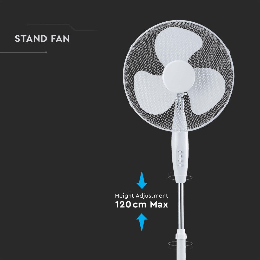V-TAC Standventilator VT-4016-3, 40 W, 40 cm, weiß