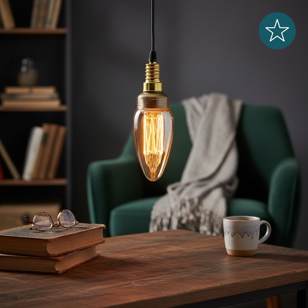 LUXULA LED-Filament-Lampe,, Vintage Kerze, E14, 2,3W, 65lm, 1800K