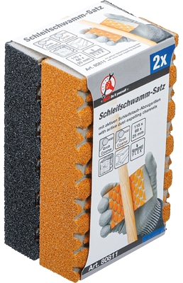 BGS TECHNIC Schleifschwamm-Satz, 80811, K60/K80, 2-teilig