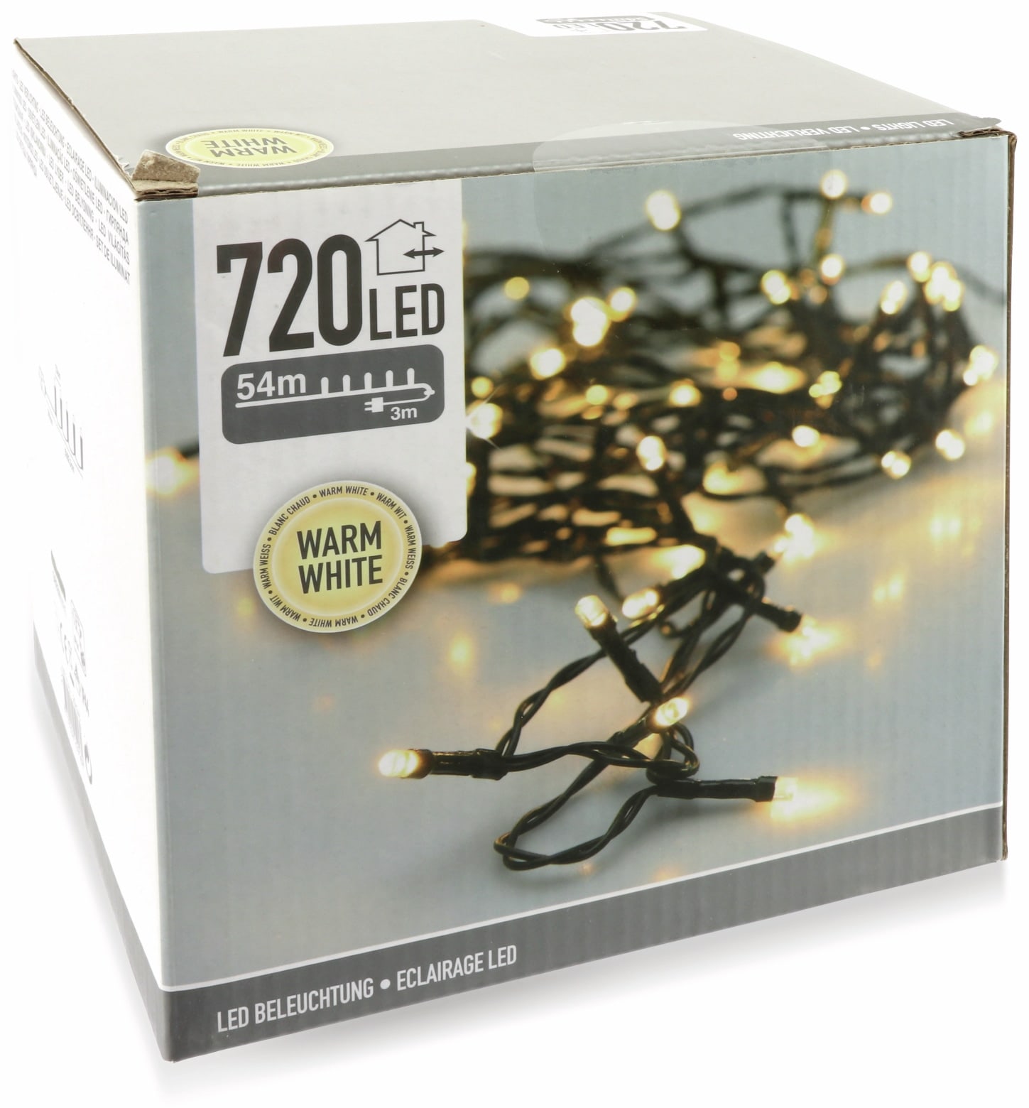 LED-Lichterkette, 720 LEDs, warmweiß, 230V~, IP44, Innen/Außen, grün LED-Lichterkette, 720 LEDs, warmweiß, 230V~, IP44, Innen/Außen, grün