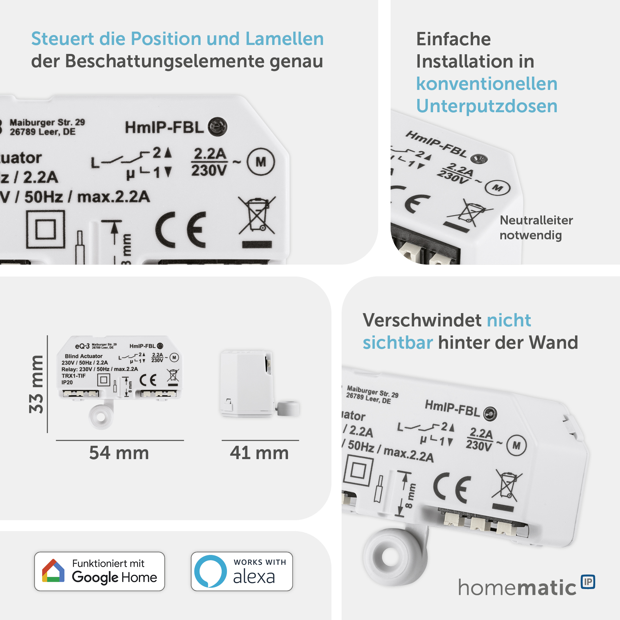 HOMEMATIC IP Smart Home 151398A0, Jalousieaktor, Unterputz