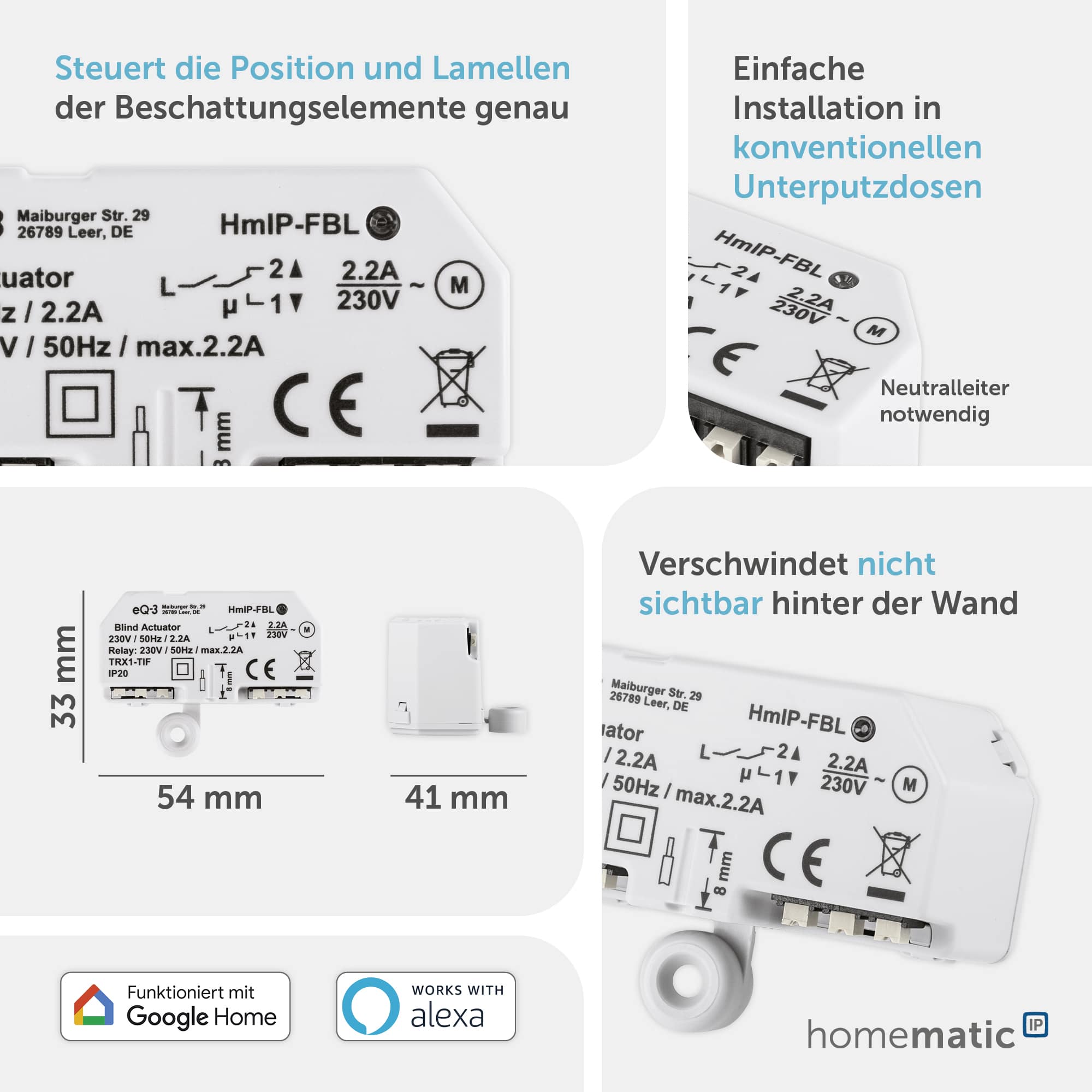 HOMEMATIC IP Smart Home 151398A0, Jalousieaktor, Unterputz