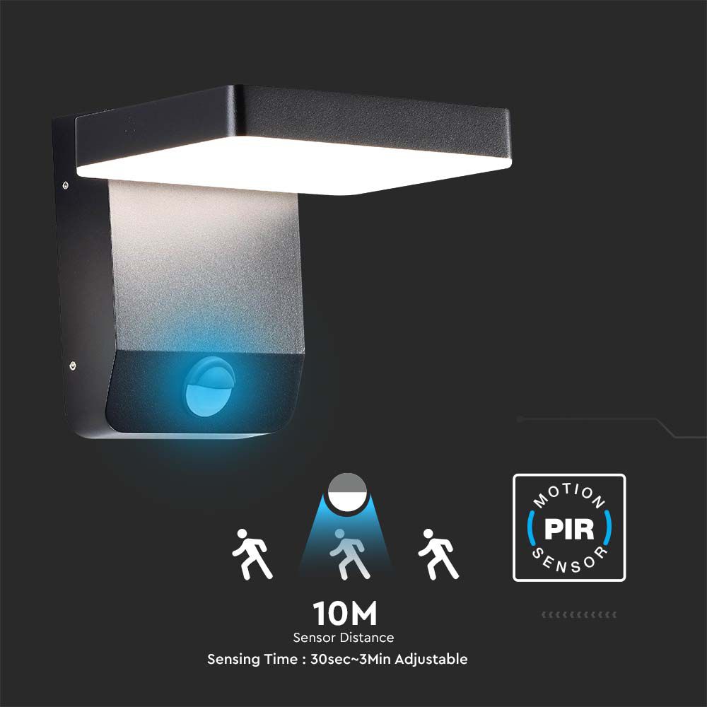 V-TAC LED-Fluter VT-11020S, EEK: E, 17 W, 2520 lm, 3000 K, Sensor, schwarz