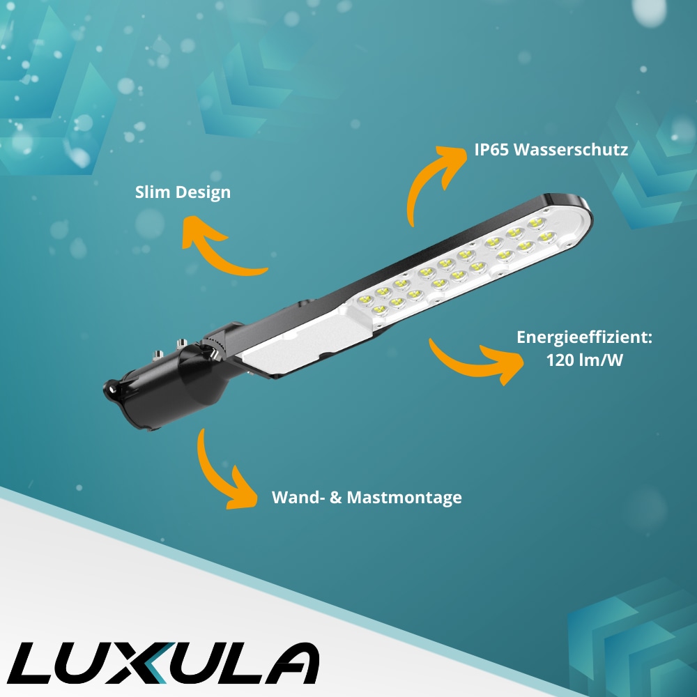 LUXULA LED-Straßenleuchte, SLIM, EEK: E, 50W, 6000lm, 5000K, IP65 LUXULA LED-Straßenleuchte, SLIM, EEK: E, 50W, 6000lm, 5000K, IP65