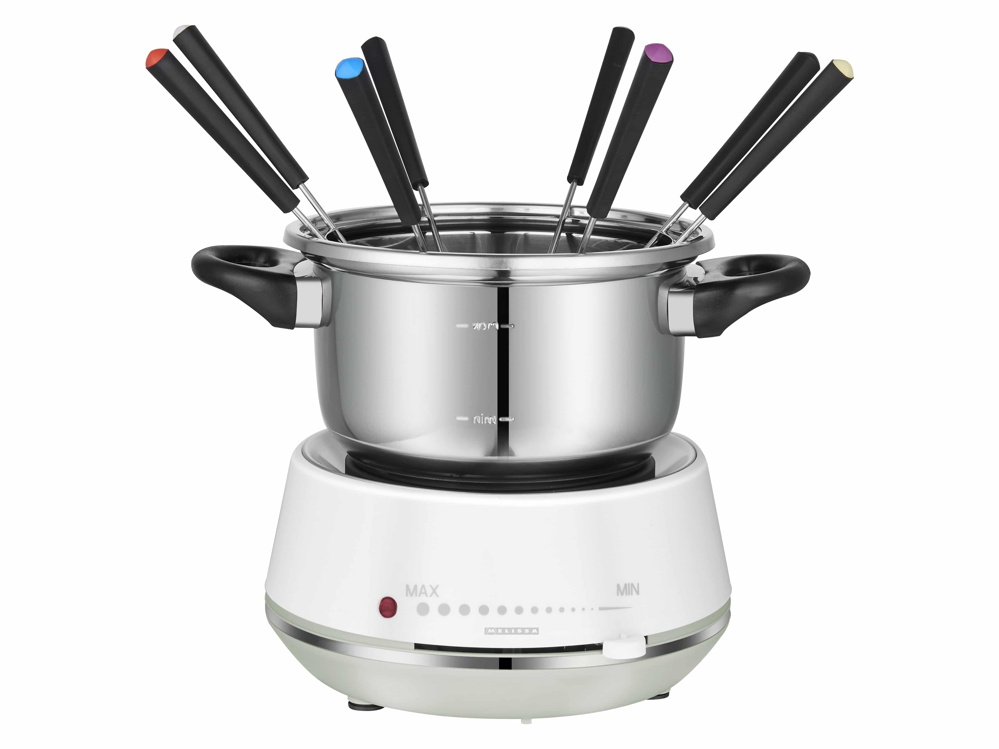 MELISSA Fondue-Set 16310230, 1200 W, 2 L, 8 Fonduegabel, Edelstahl, weiß