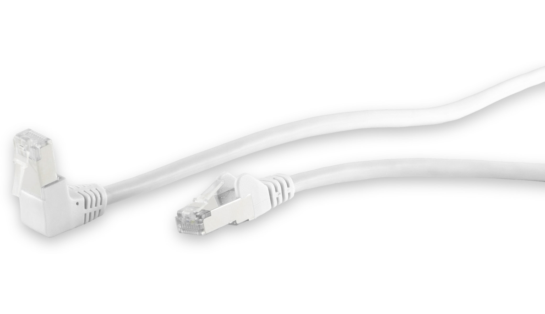 S-IMPULS CAT.6 Patchkabel, S/FTP, 90°-gerade, 0,5 m, weiß