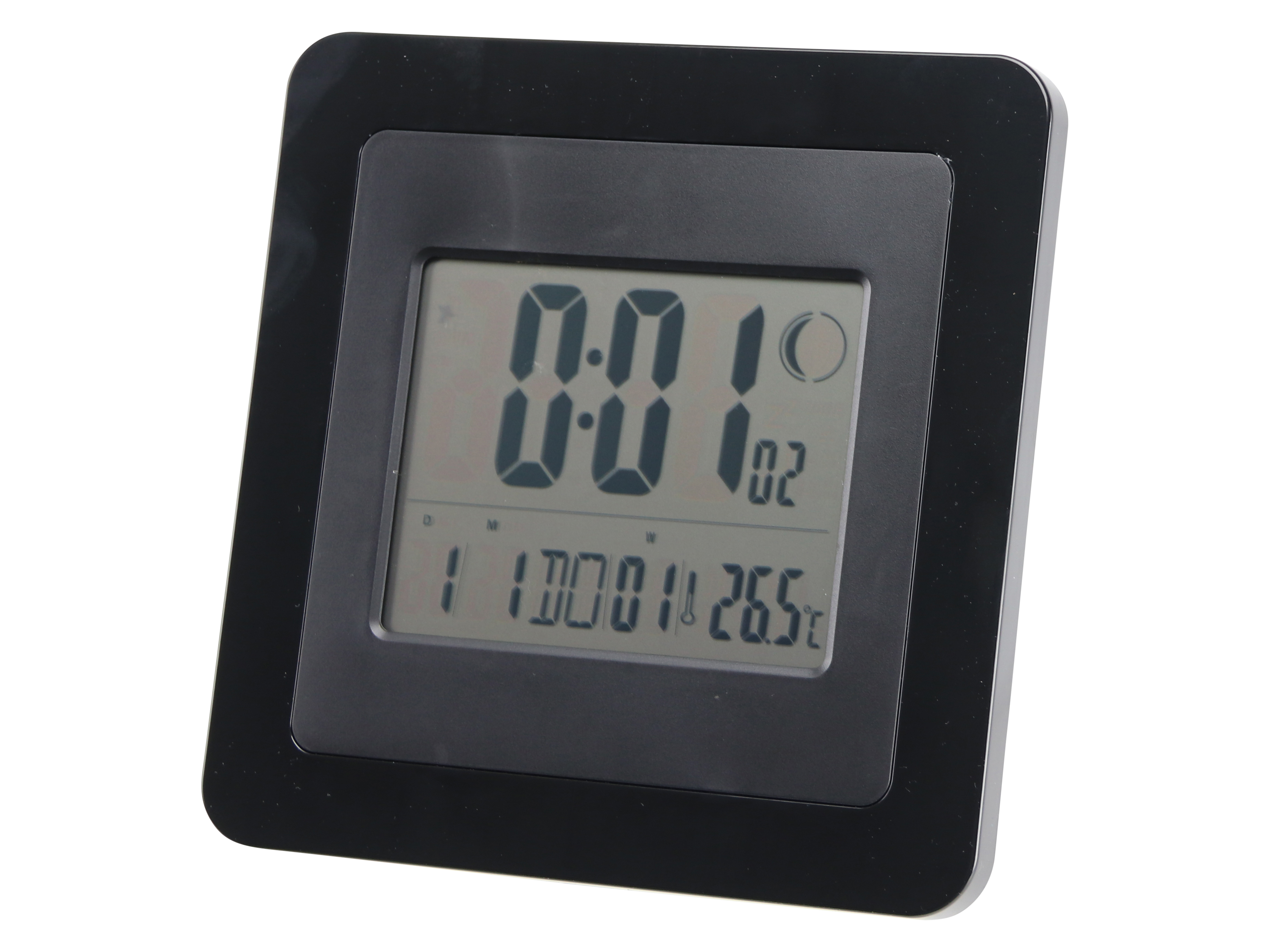 Digitale Funkuhr, Datumsanzeige, Wecker, Temperaturanzeige, groß, Schwarz