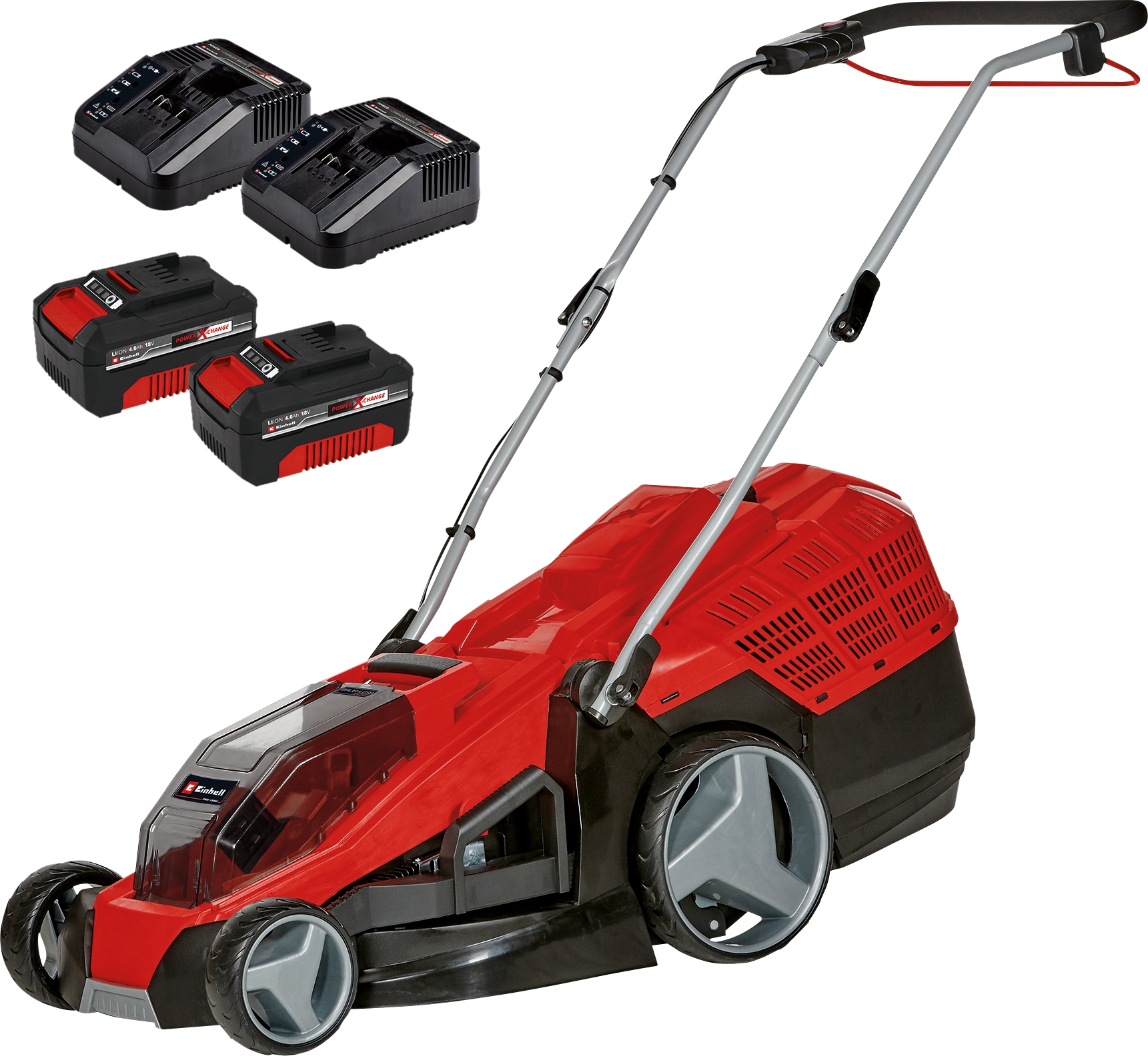 EINHELL Akku-Rasenmäher GE-CM 36/43, Li M, 2x4,0 Ah Akkus + Ladegeräte