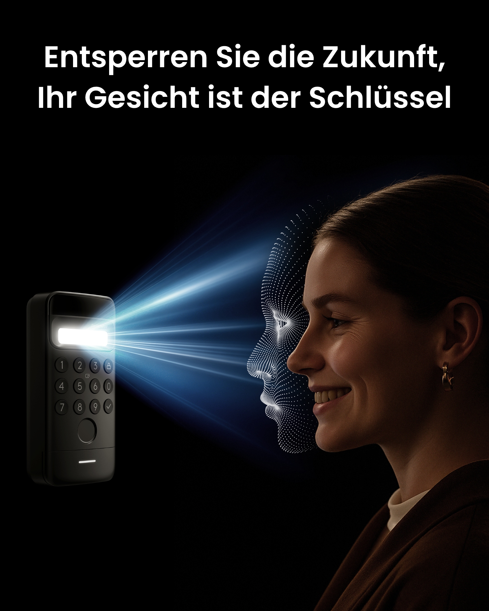 SWITCHBOT Smartes Codeschloss, Keypad Vision für Lock, schwarz