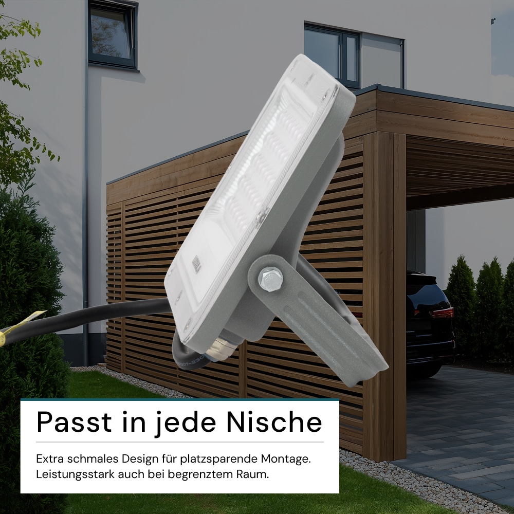 LUXULA LED-Fluter, EEK: E, 30W, 3900lm, 4000K, IP65, grau