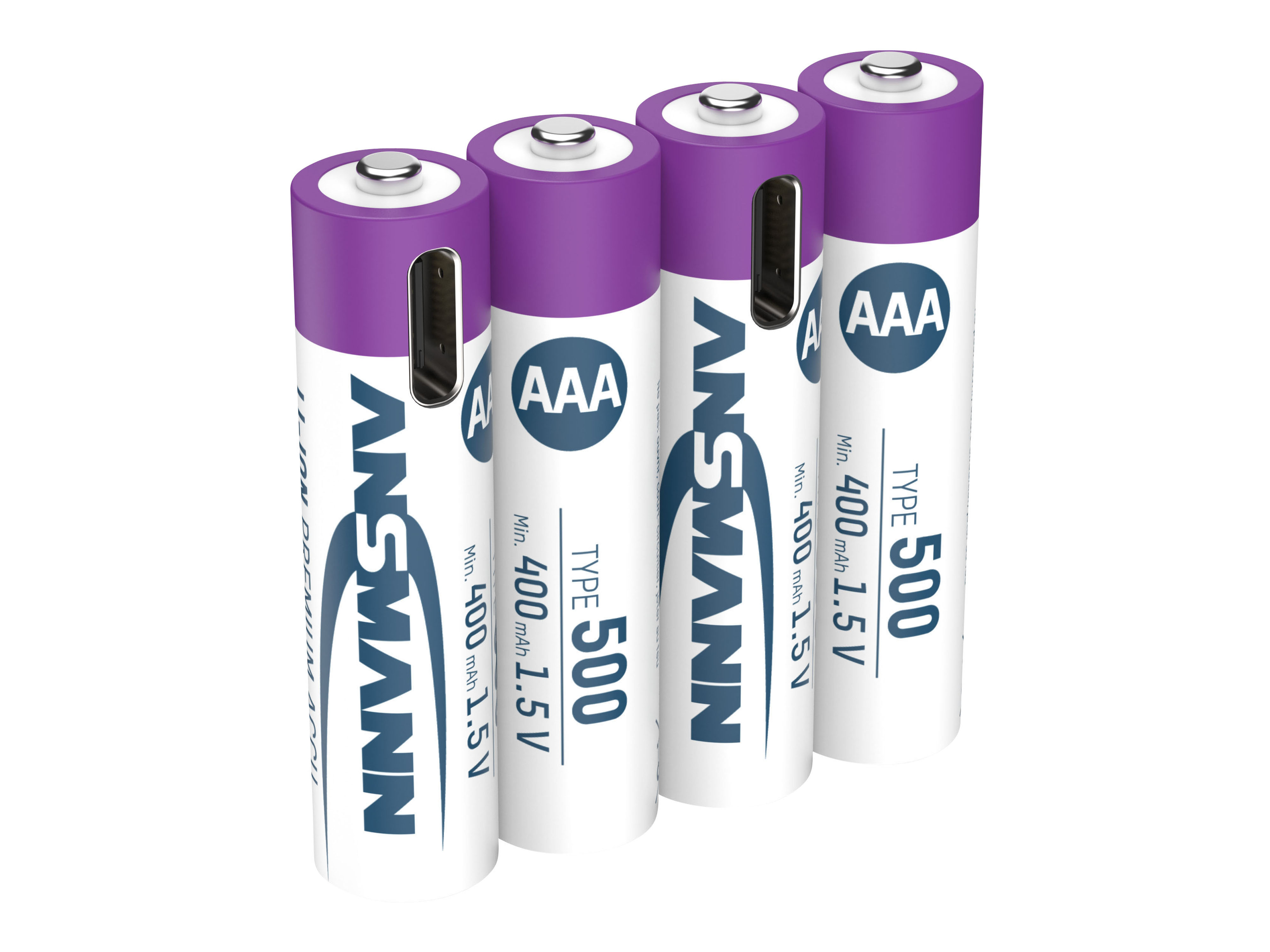 ANSMANN Li-Ion Micro-Akku, AAA, Typ 500 (min. 400mAh), 4 Stück