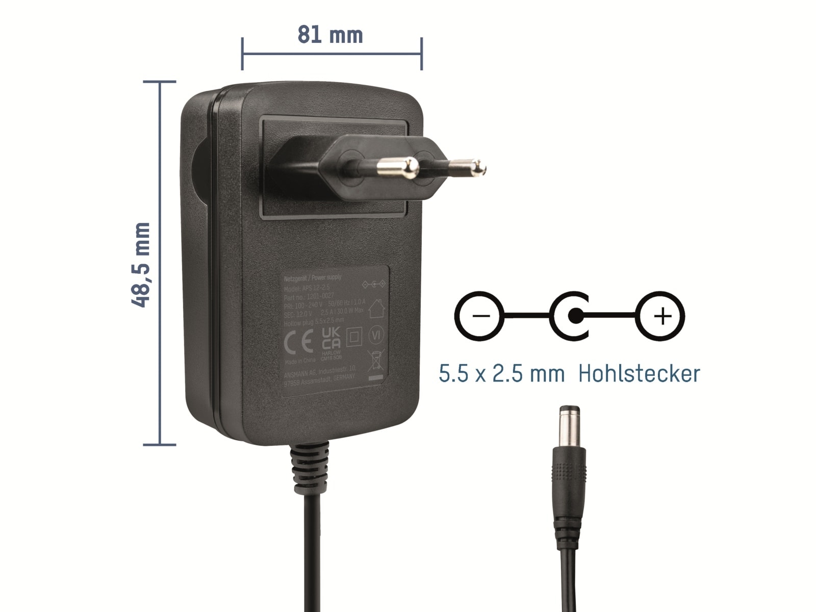ANSMANN Router-Netzteil APS 12-2.5, 12V- DC, kompatibel mit Fritz-Box ANSMANN Router-Netzteil APS 12-2.5, 12V- DC, kompatibel mit Fritz-Box