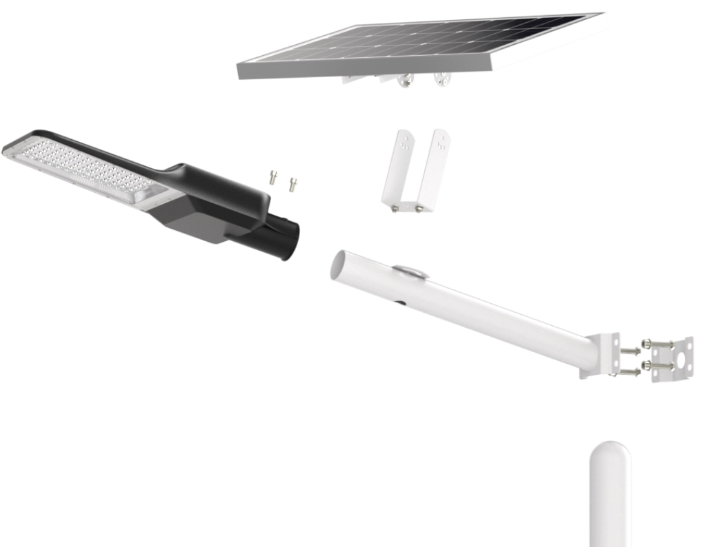 ENOVALITE Solar LED-Straßenleuchte-PRO, 400 W, 5200 lm, 6500 K