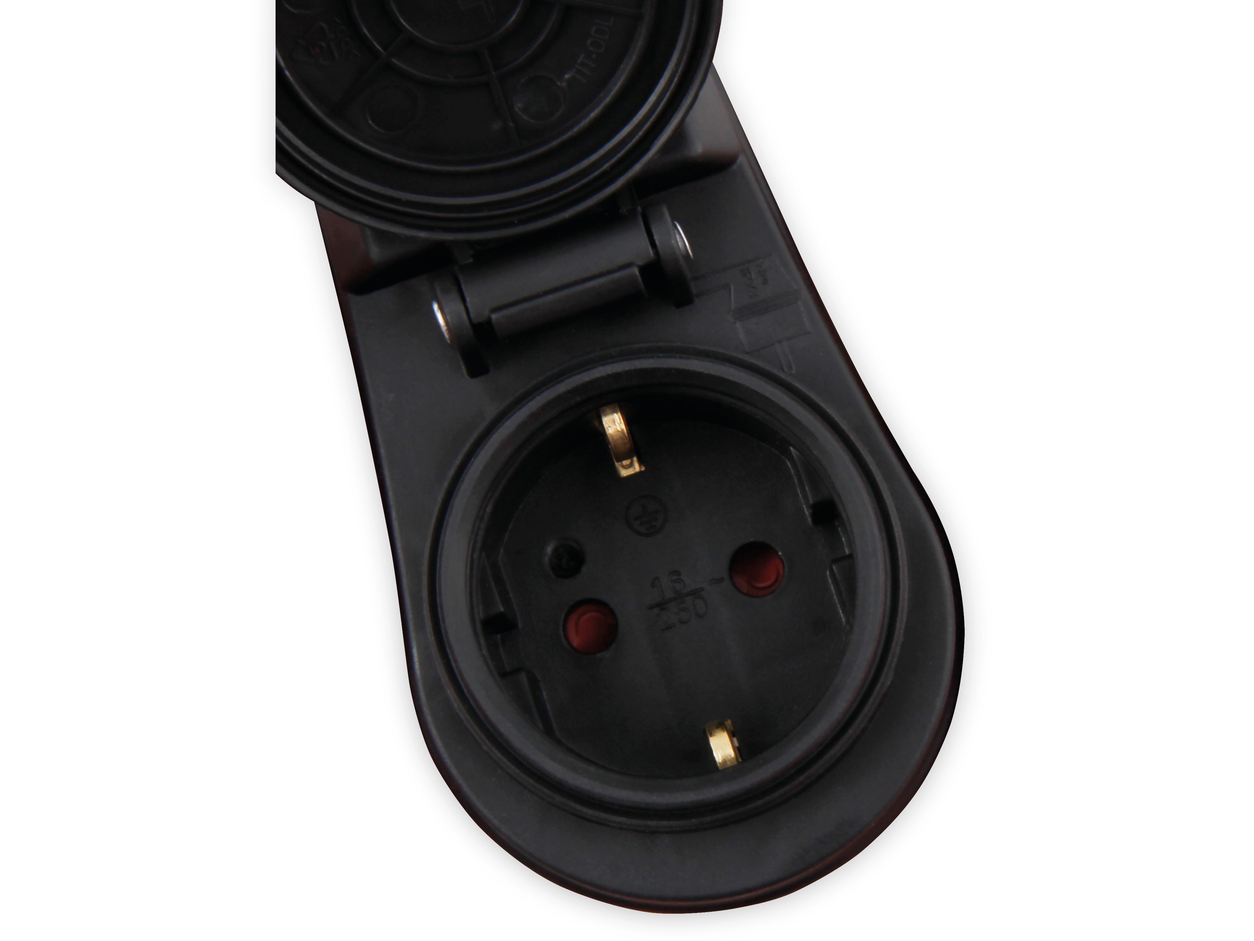 MCPOWER Schutzkontakt-Zwischensteckdose mit Schalter, IP44, schwarz