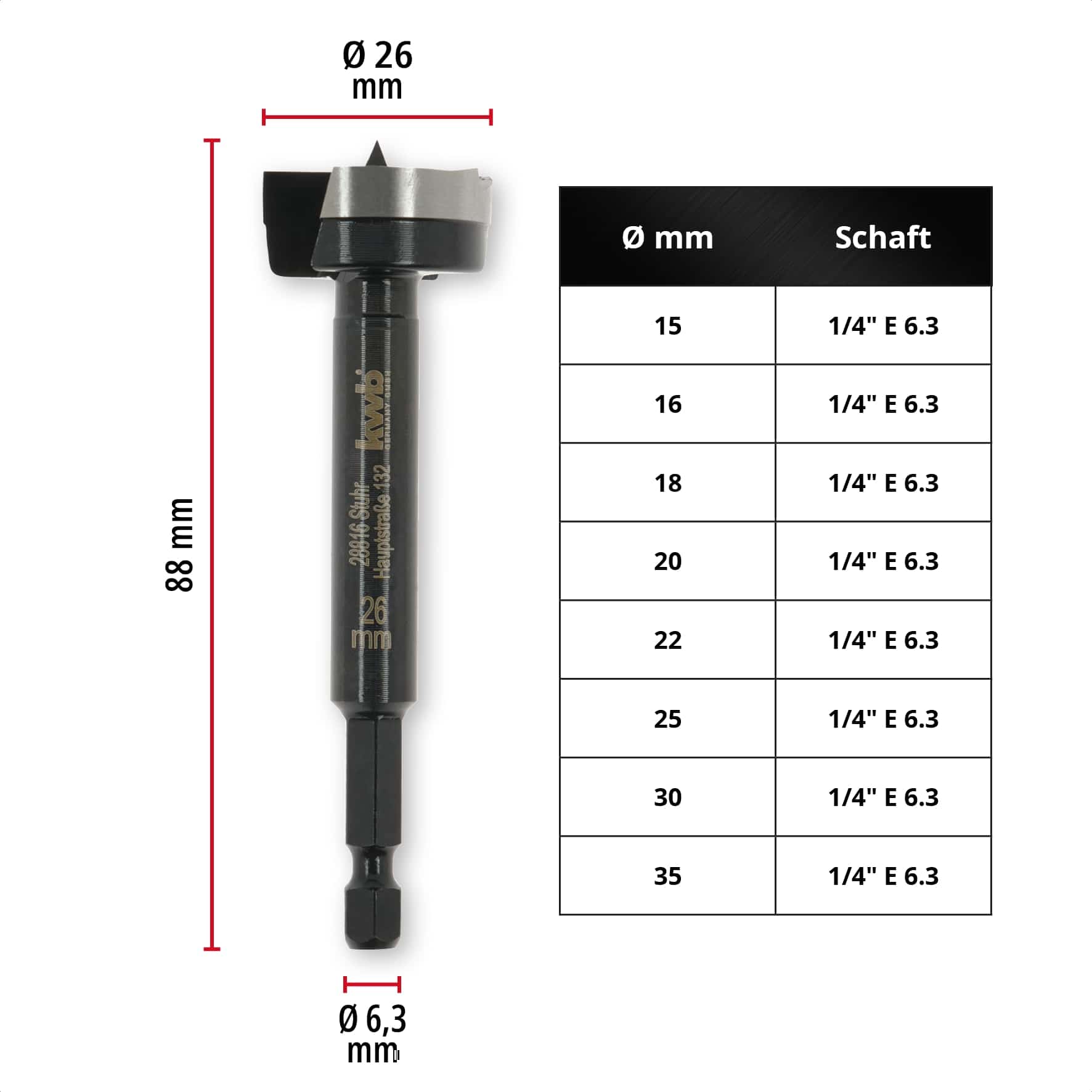 KWB Forstnerbohrer, 706426, 26 mm KWB Forstnerbohrer, 706426, 26 mm