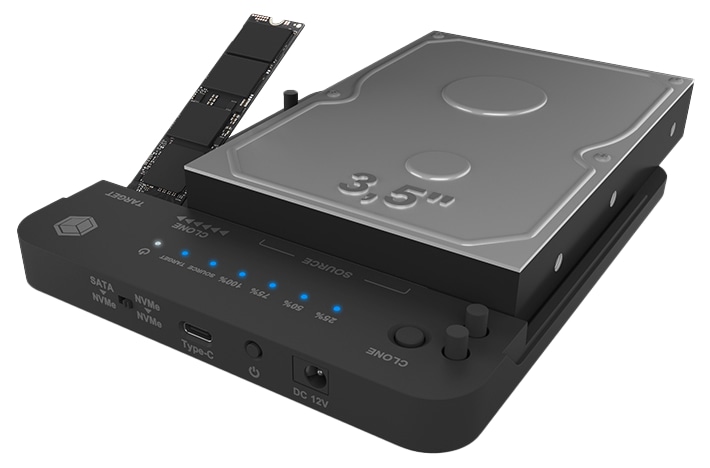 ICY BOX CloneStation & DockingStation IB-2913MCL-C31 M.2 NVME & SATA 2.5''/3.5'' SSD/HDD