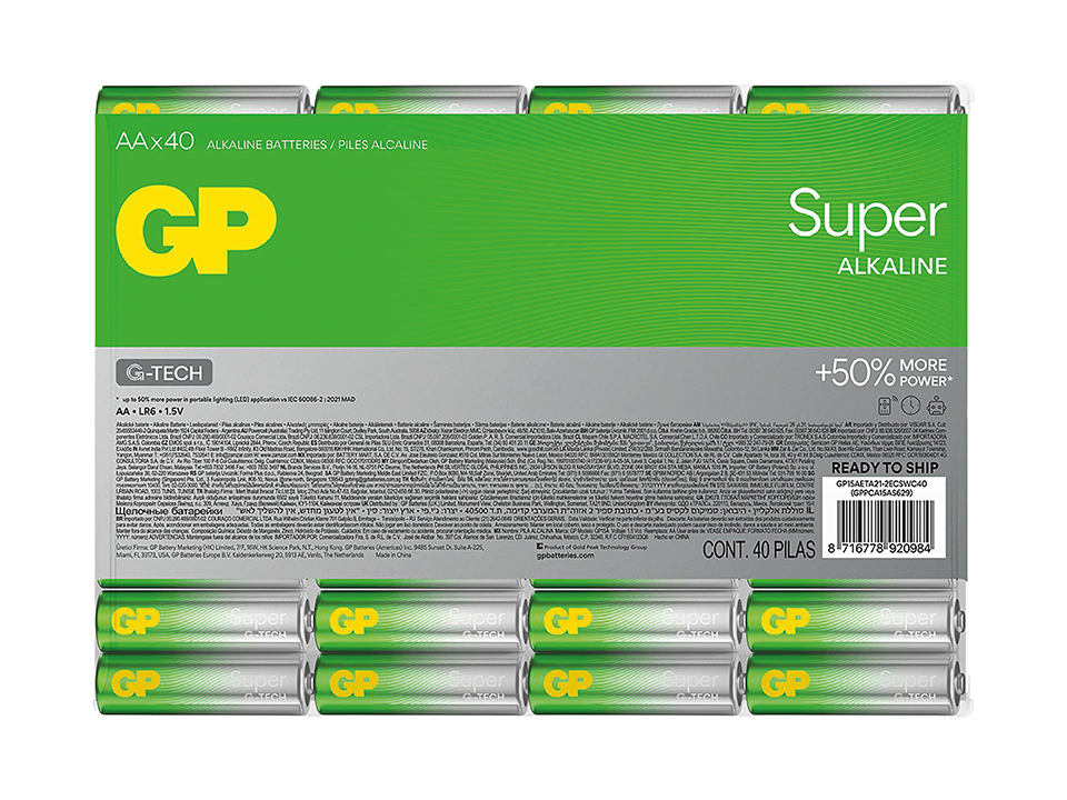 GP Mignon-Batterie SUPER Alkaline, AA LR06 , 40 Stück