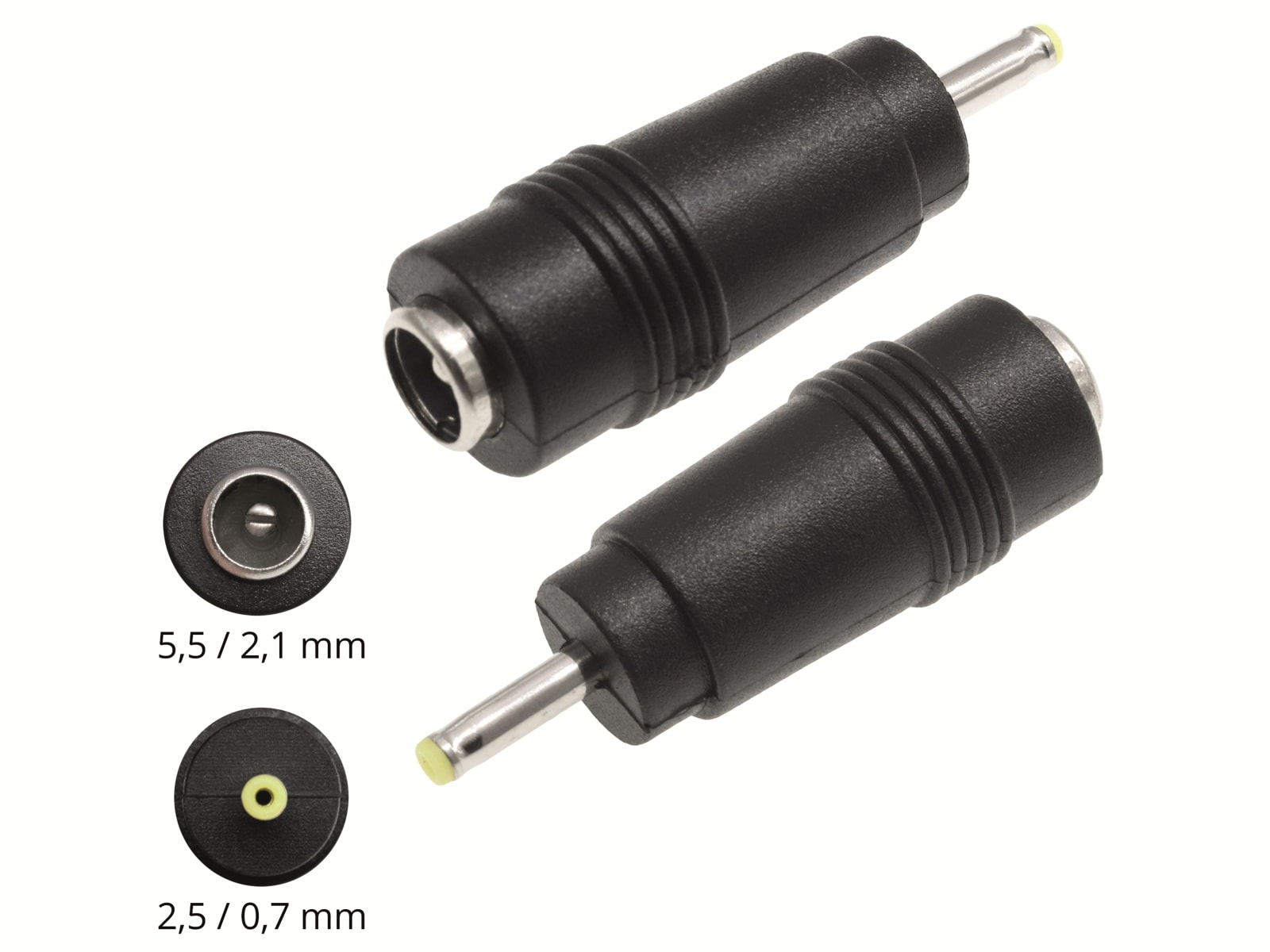 Hohlsteckeradapter, 5,5/2,1 Hohlkupplung auf 2,5/0,7 Hohlstecker