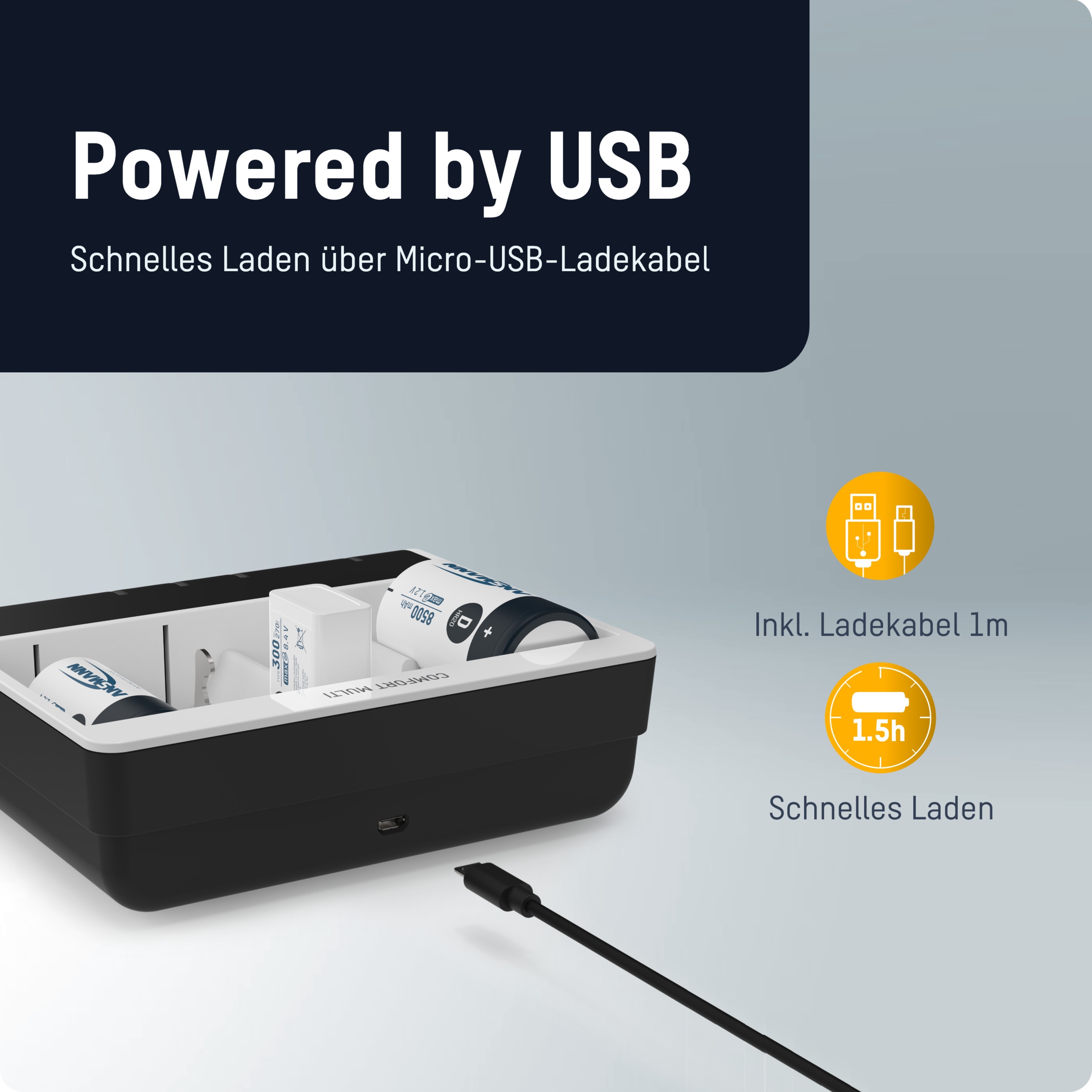 ANSMANN Ladegerät Comfort Multi, mit USB-Eingang