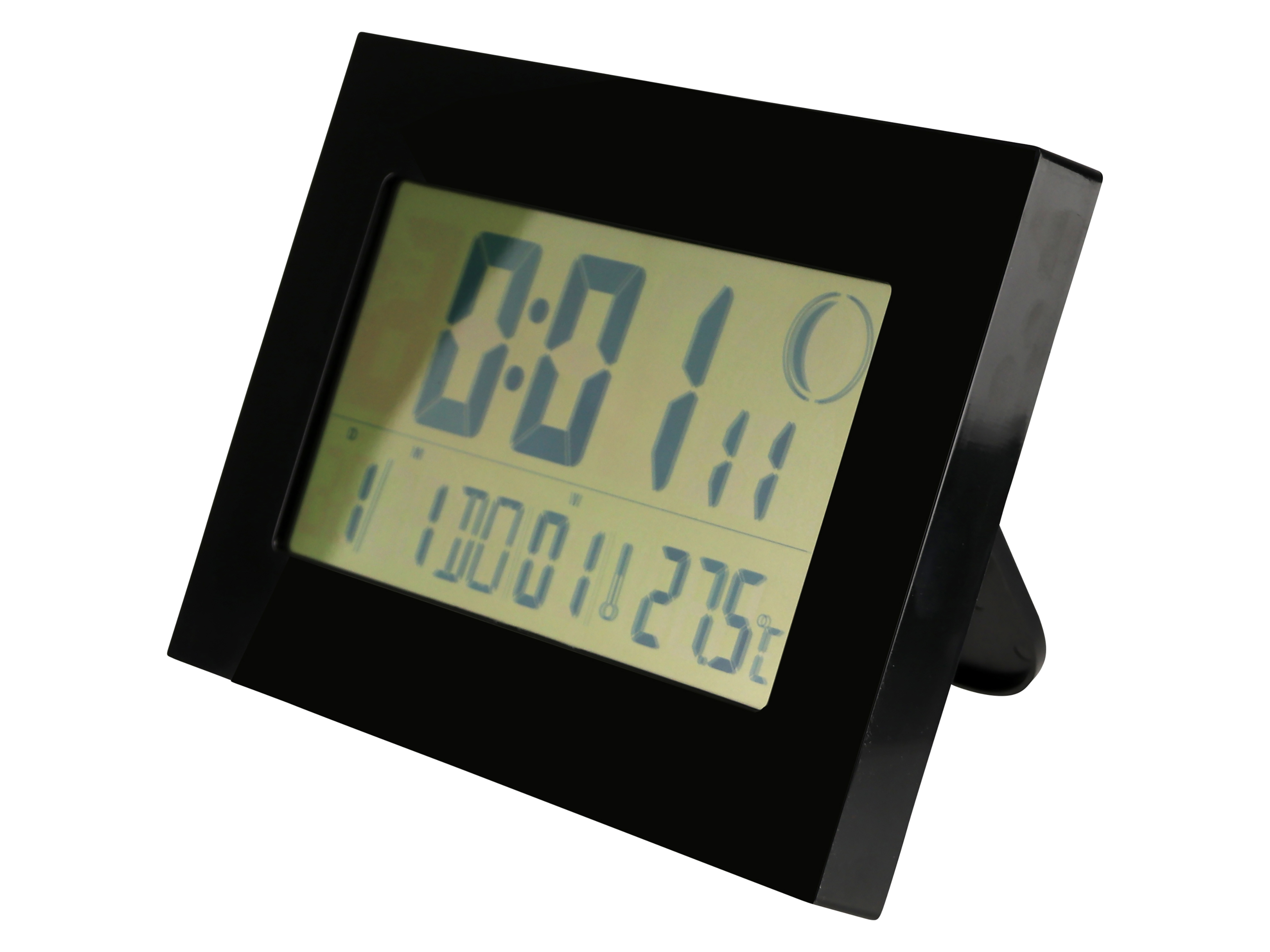 Digitale Funkuhr, Datumsanzeige, Wecker, Temperaturanzeige, Schwarz