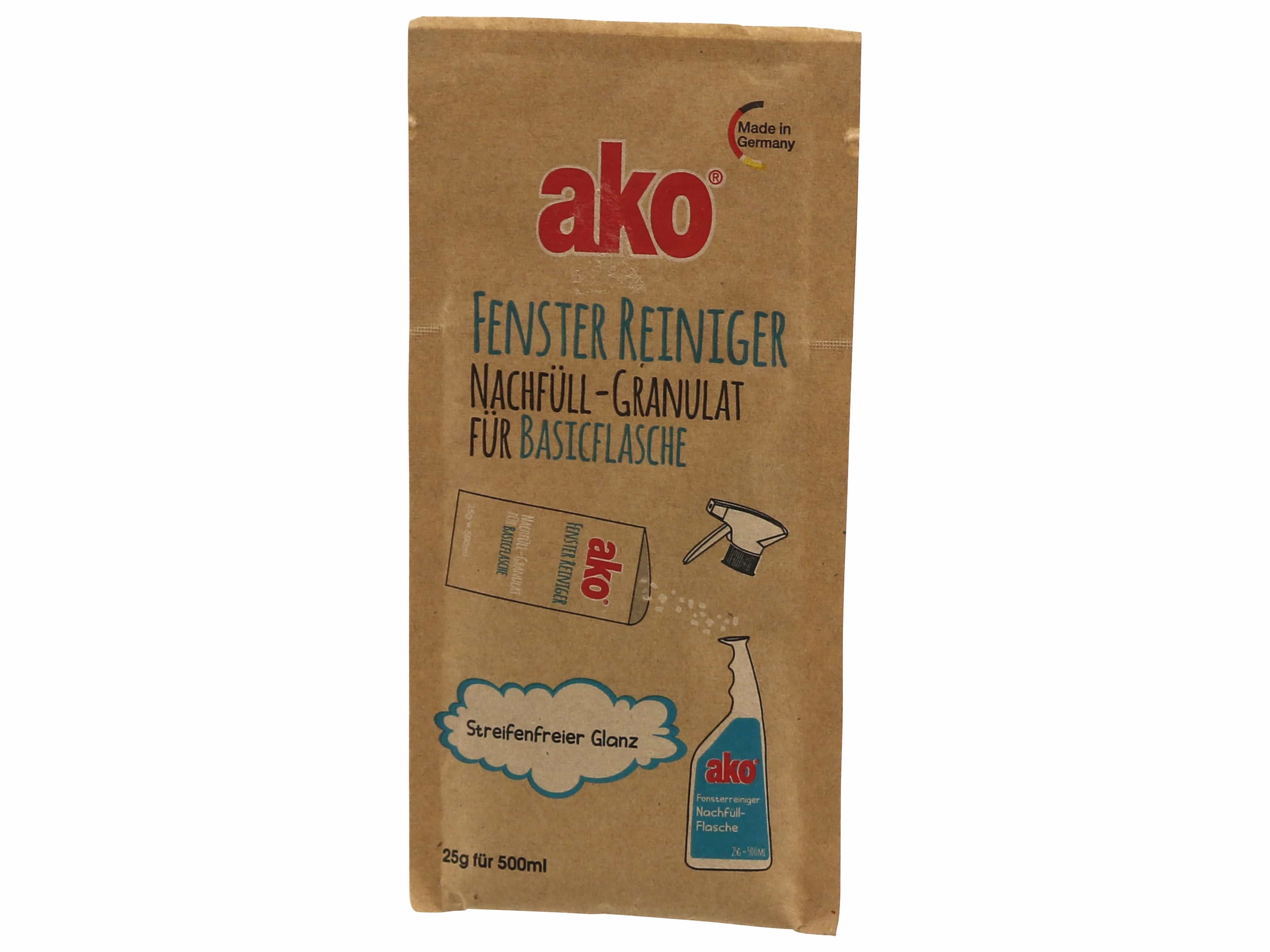 AKO Nachfüllgranulat, Fenster-Reiniger, 25g für 500ml, nachhaltig AKO Nachfüllgranulat, Fenster-Reiniger, 25g für 500ml, nachhaltig