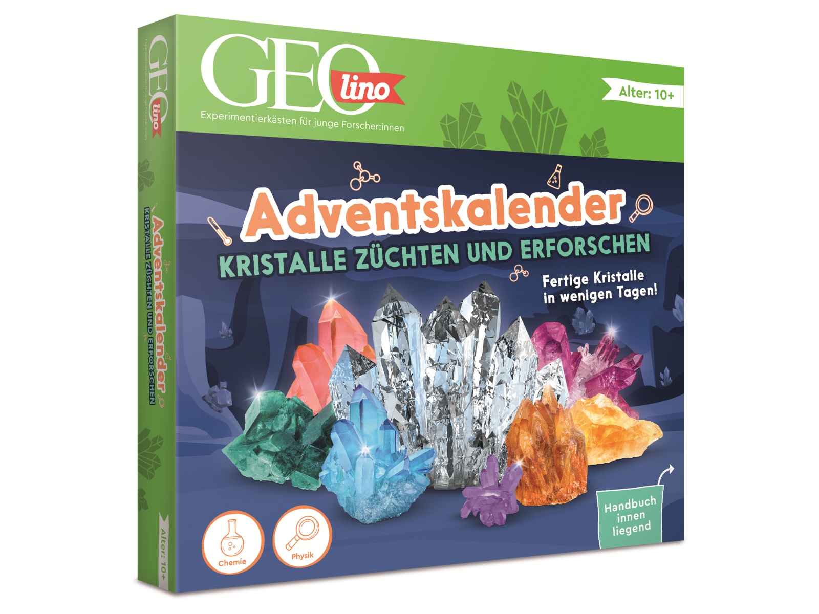 FRANZIS Adventskalender, 67186, GEOLINO Adventskalender Kristalle züchten und erforschen
