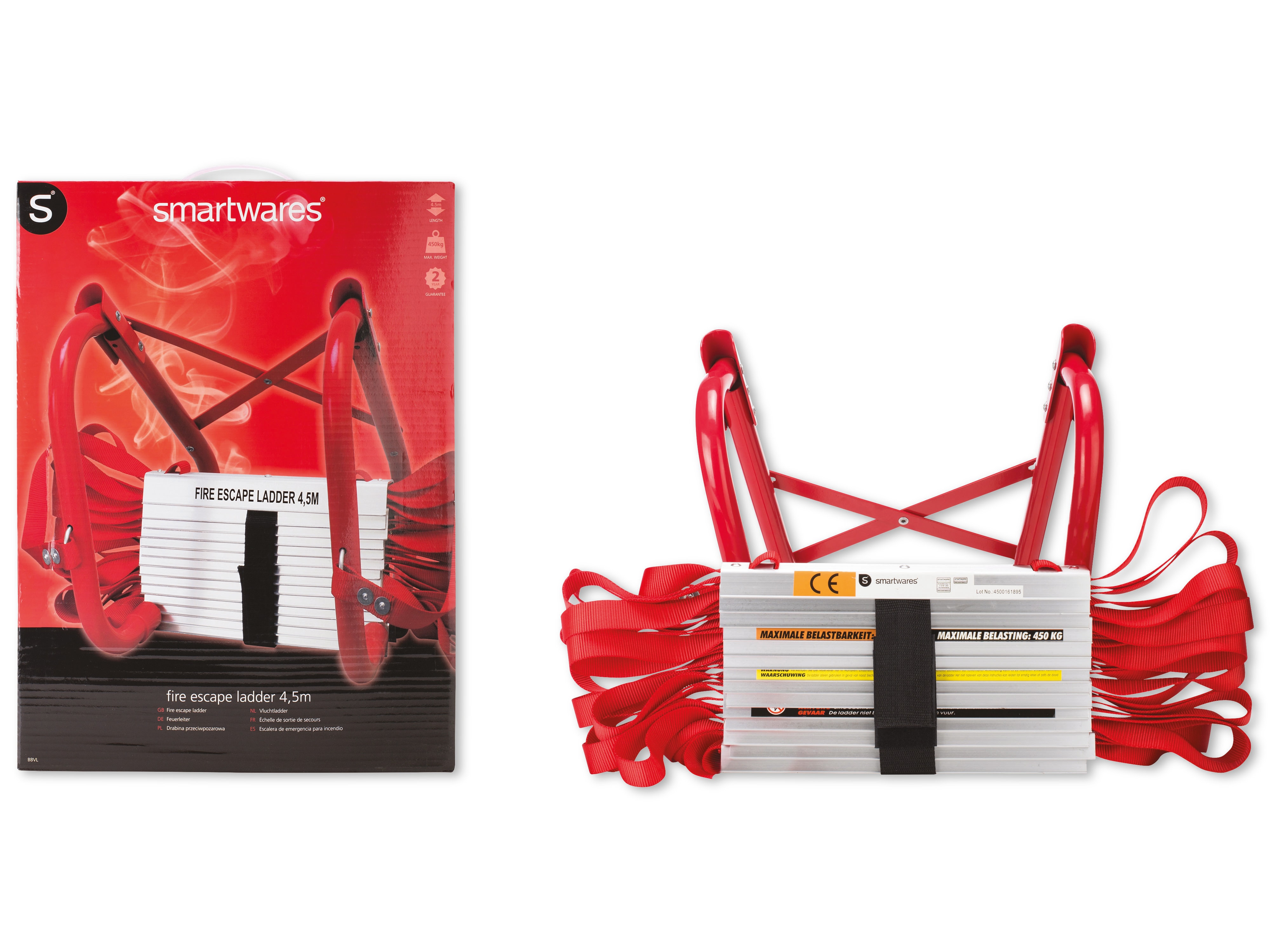 SMARTWARES Rettungsleiter 10.015.18, 4,5 m, 450 kg belastbar