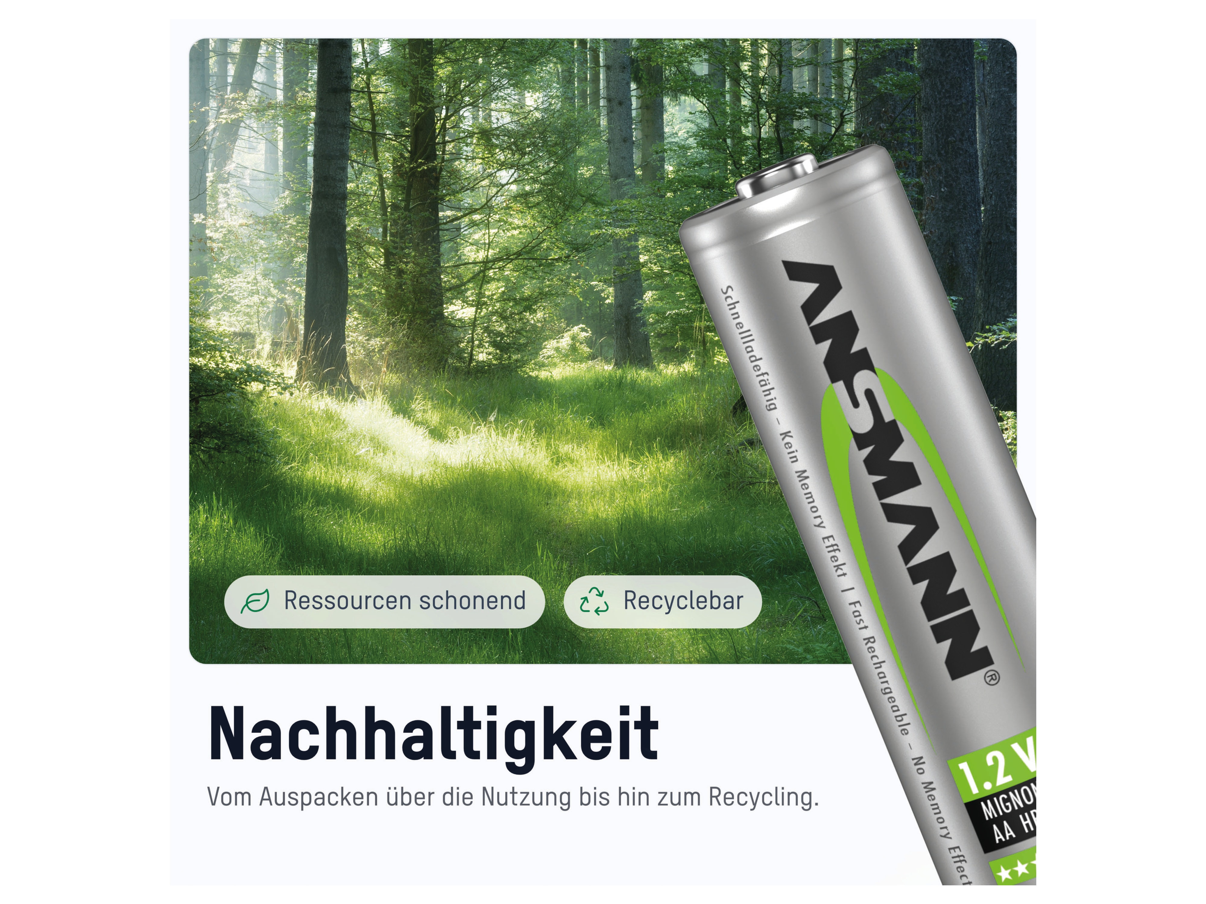 ANSMANN Solar NiMH Akku Mignon AA 800 mAh maxE 2-Stück