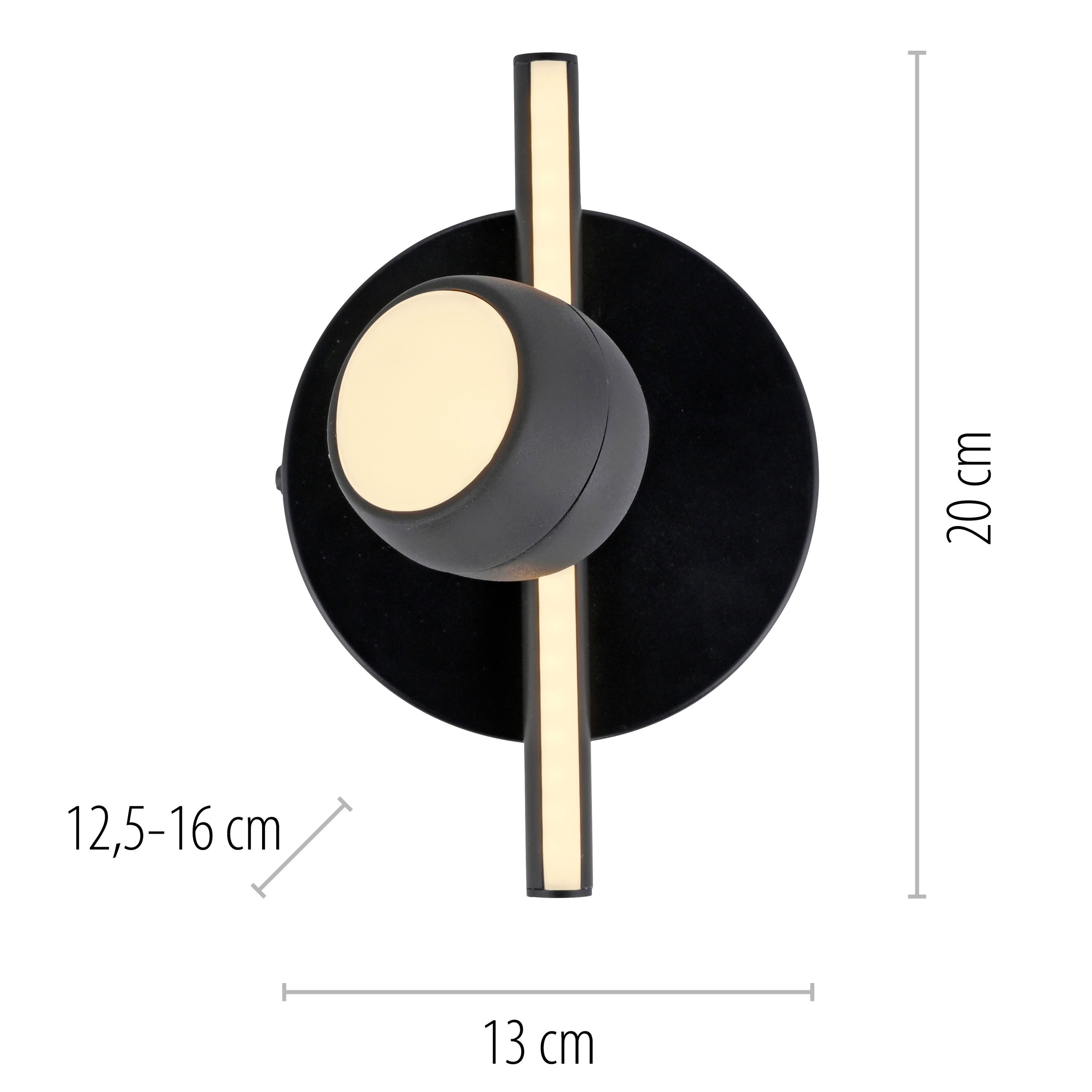 JUST LIGHT LED-Deckenleuchte 11400-18, 6,10W, 3000K, 705lm, warmweiß, IP20, schwarz