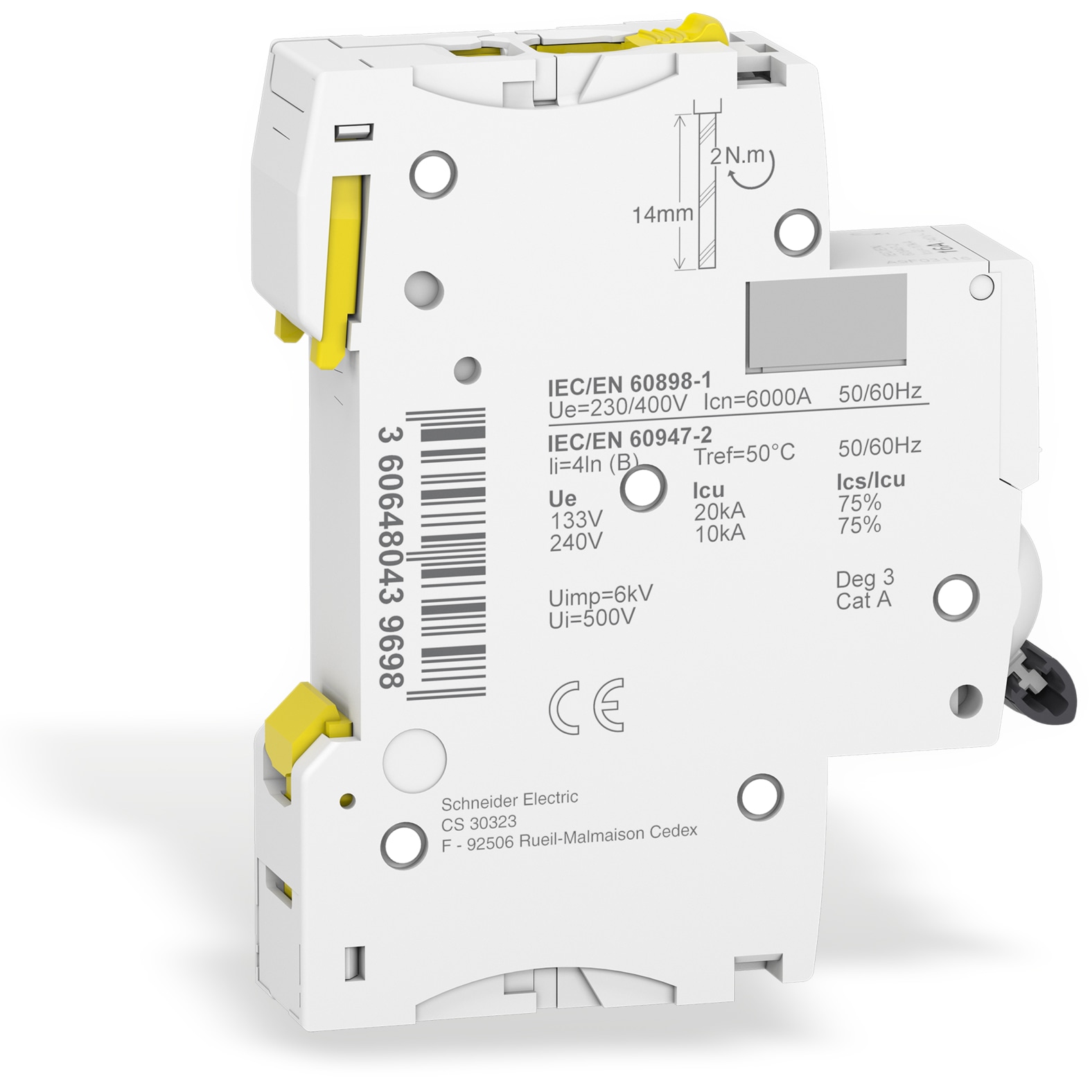 SCHNEIDER ELECTRIC Leitungsschutzschalter A9F03116, iC60N, B, 16A