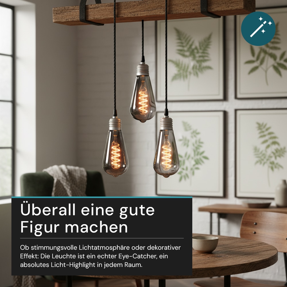 LUXULA LED-Filament-Lampe, SPIRAL, Pear, E27, 4W, 40lm, 1800K, dimmbar