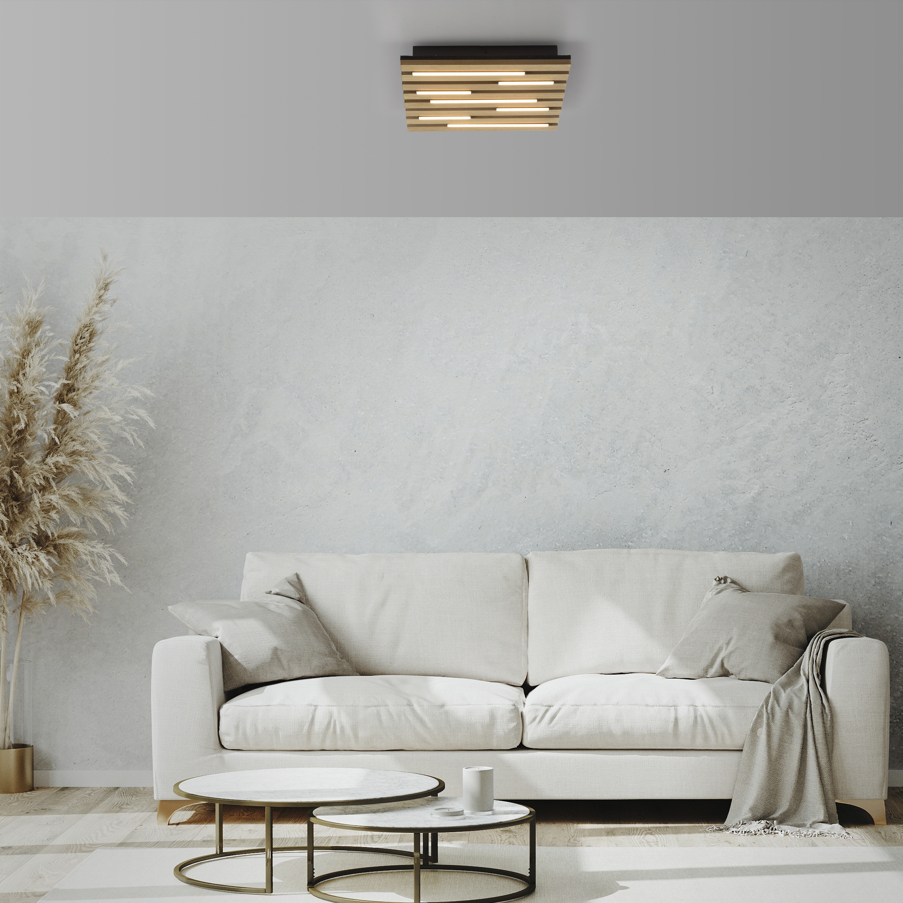 JUST LIGHT LED-Deckenleuchte 15590-79, 10W, 3000K, 1450lm, warmweiß, IP20, Holz/schwarz