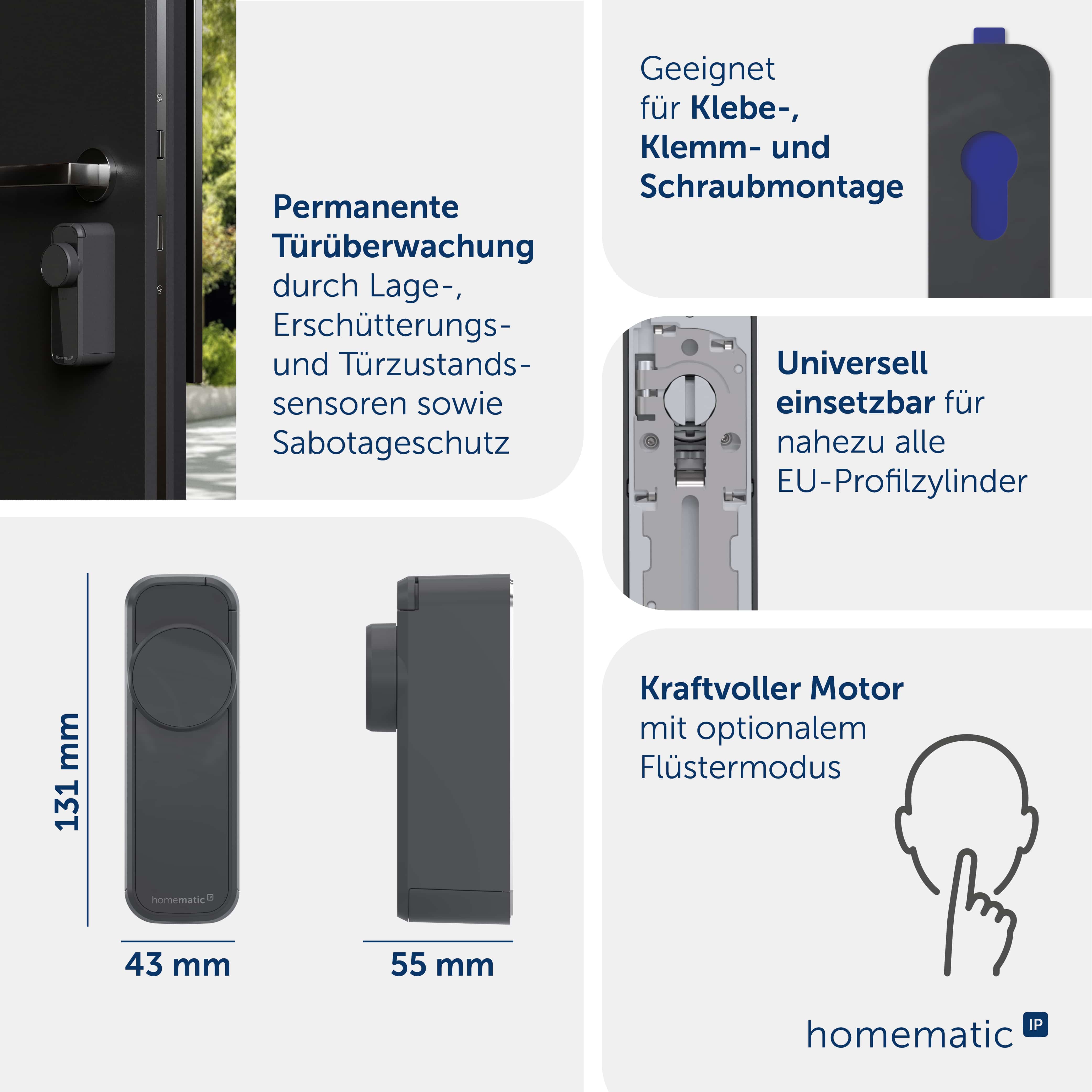 HOMEMATIC IP 162500A0, Türschlossantrieb pro, anthrazit HOMEMATIC IP 162500A0, Türschlossantrieb pro, anthrazit
