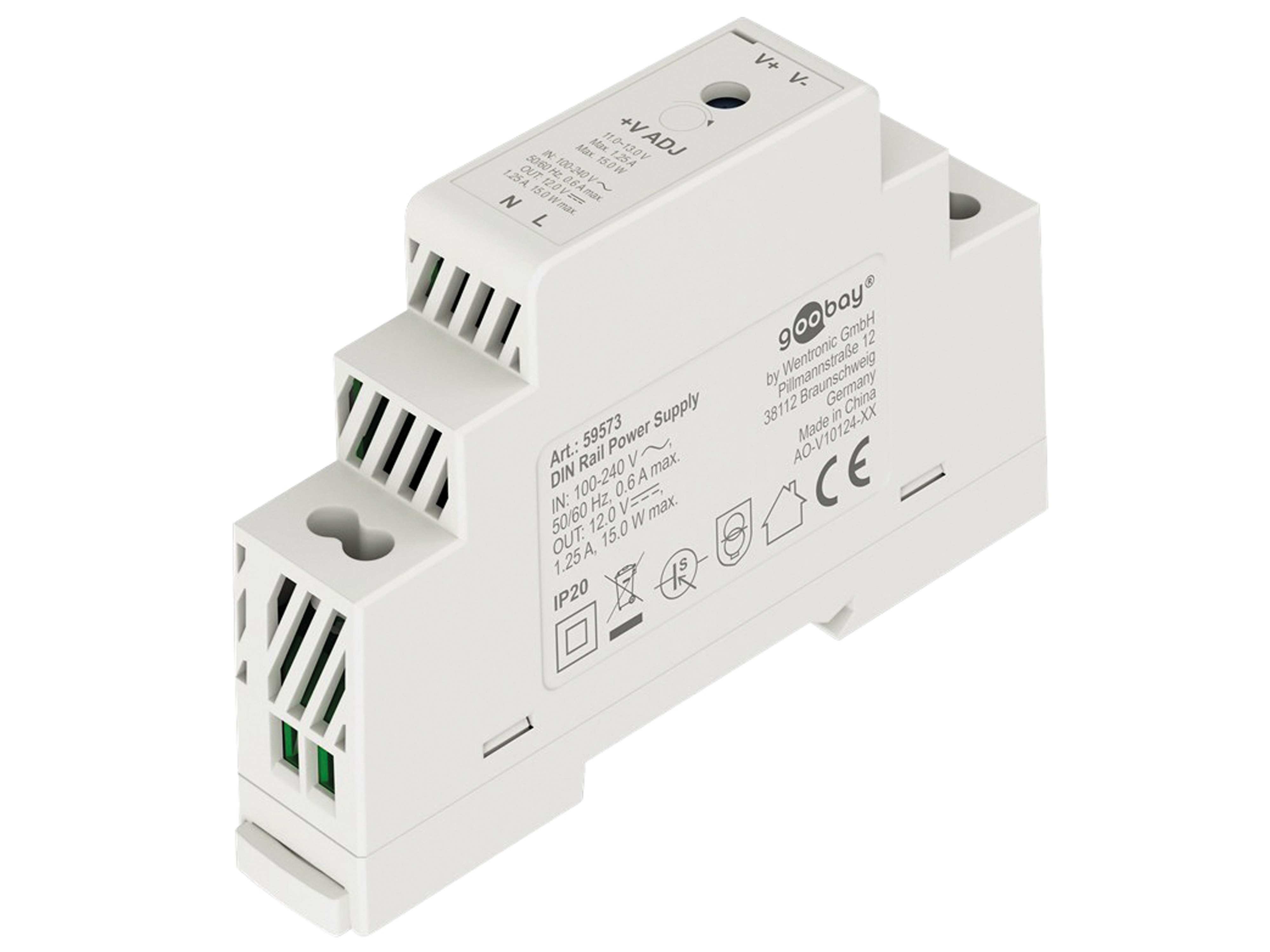 GOOBAY Hutschienen-Netzteil 59573, 12 V, 1,25 A, 15 W GOOBAY Hutschienen-Netzteil 59573, 12 V, 1,25 A, 15 W