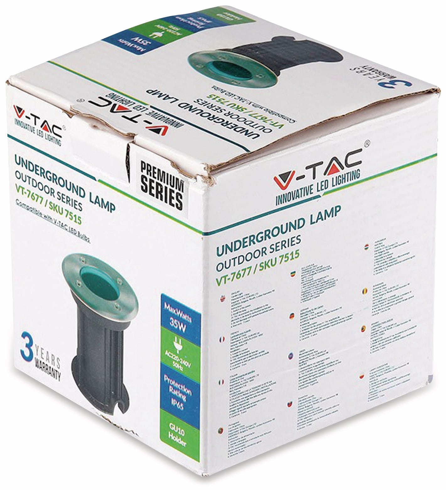V-TAC Bodeneinbaustrahler VT-7677, IP65, GU10, rund, VT-1515 V-TAC Bodeneinbaustrahler VT-7677, IP65, GU10, rund, VT-1515