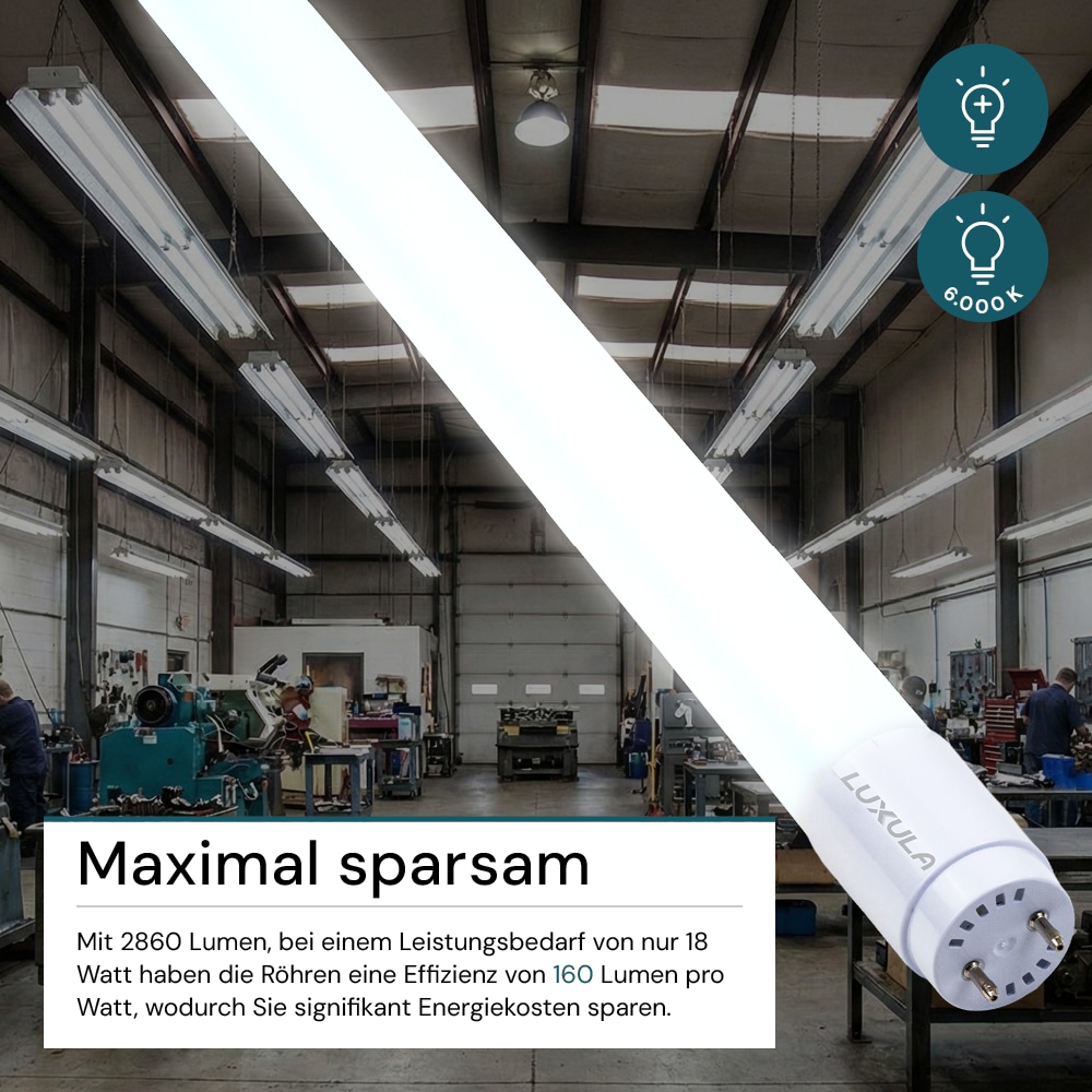 LUXULA LED-Röhre 2880lm LX100861, T8, 6000K, 160lm/W, 18W, mit Brücke