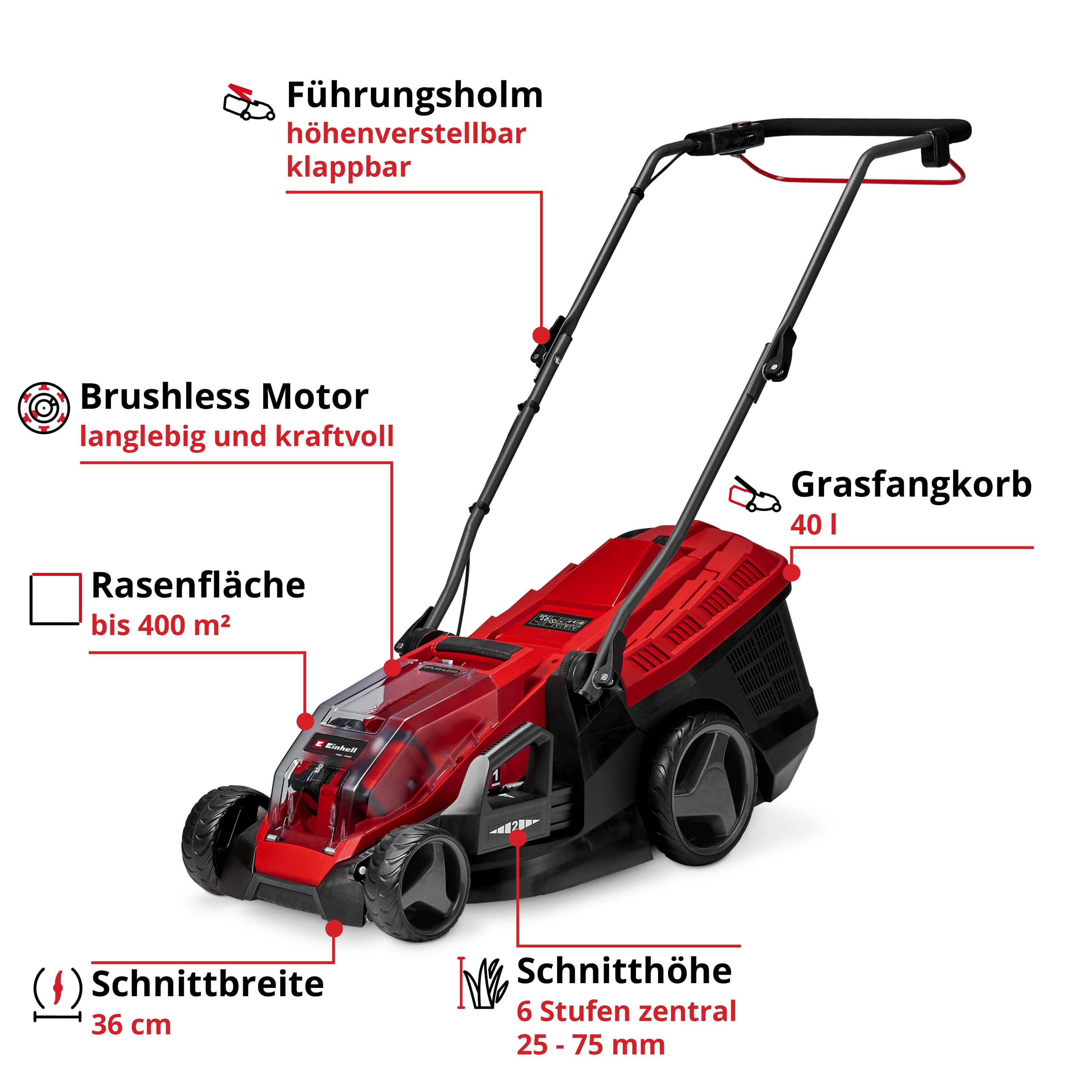 EINHELL Akku-Rasenmäher GE-CM 36/36 Li (2x4,0Ah)