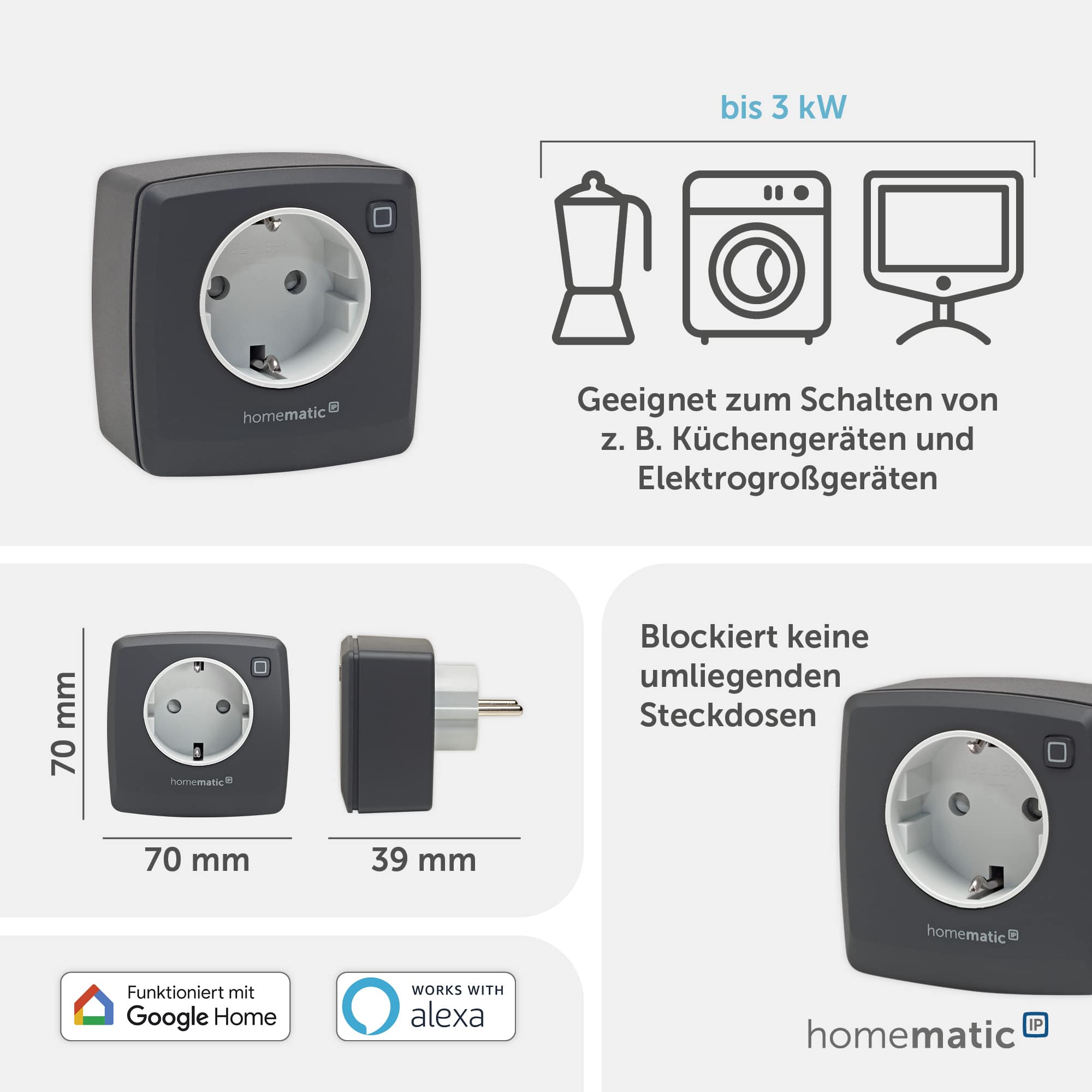 HOMEMATIC IP 161613A0, Schaltsteckdose anthrazit