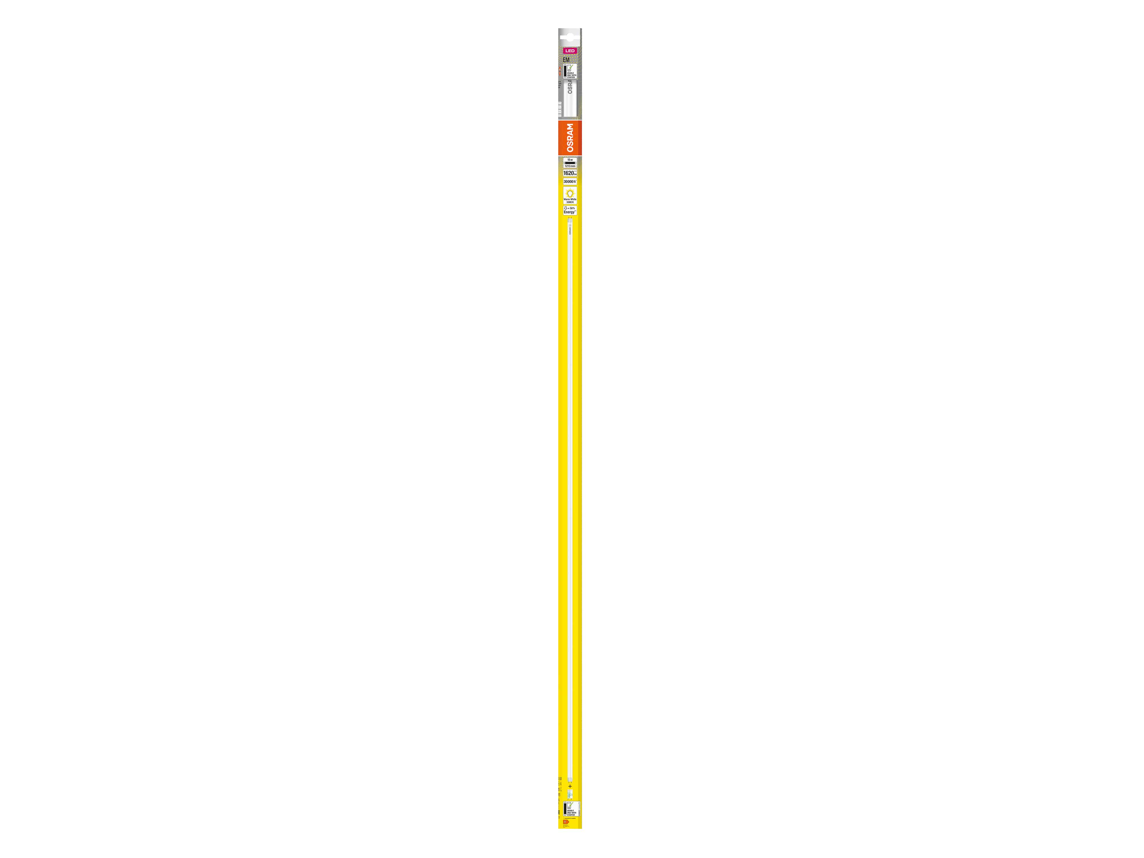 OSRAM LED-Röhre, T8, 1200mm, G13, EEK: F, 15W, 1620lm, 3000K, PC