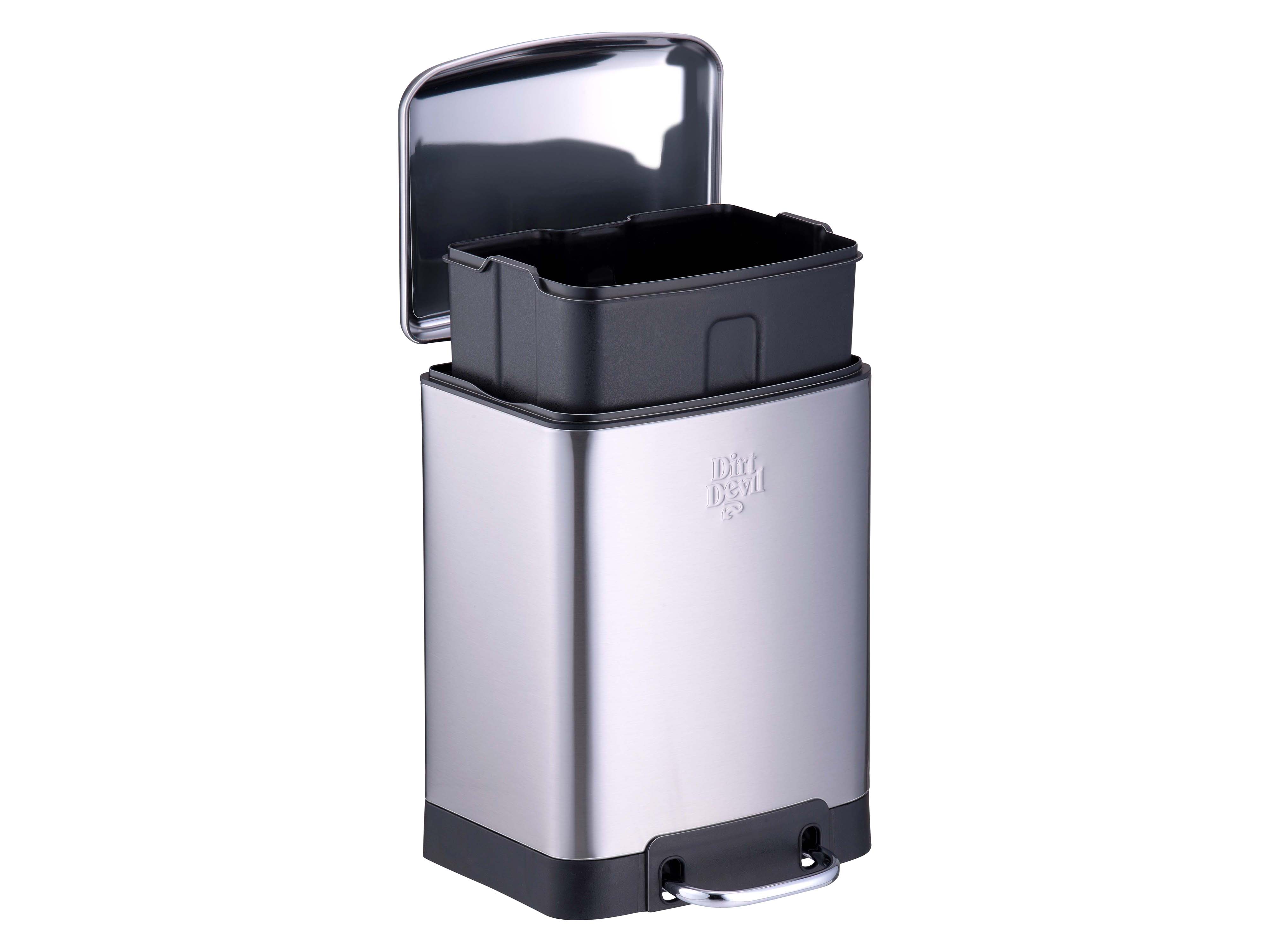 DIRT DEVIL Tretabfalleimer, 6 L, Soft Close, Edelstahl, silber